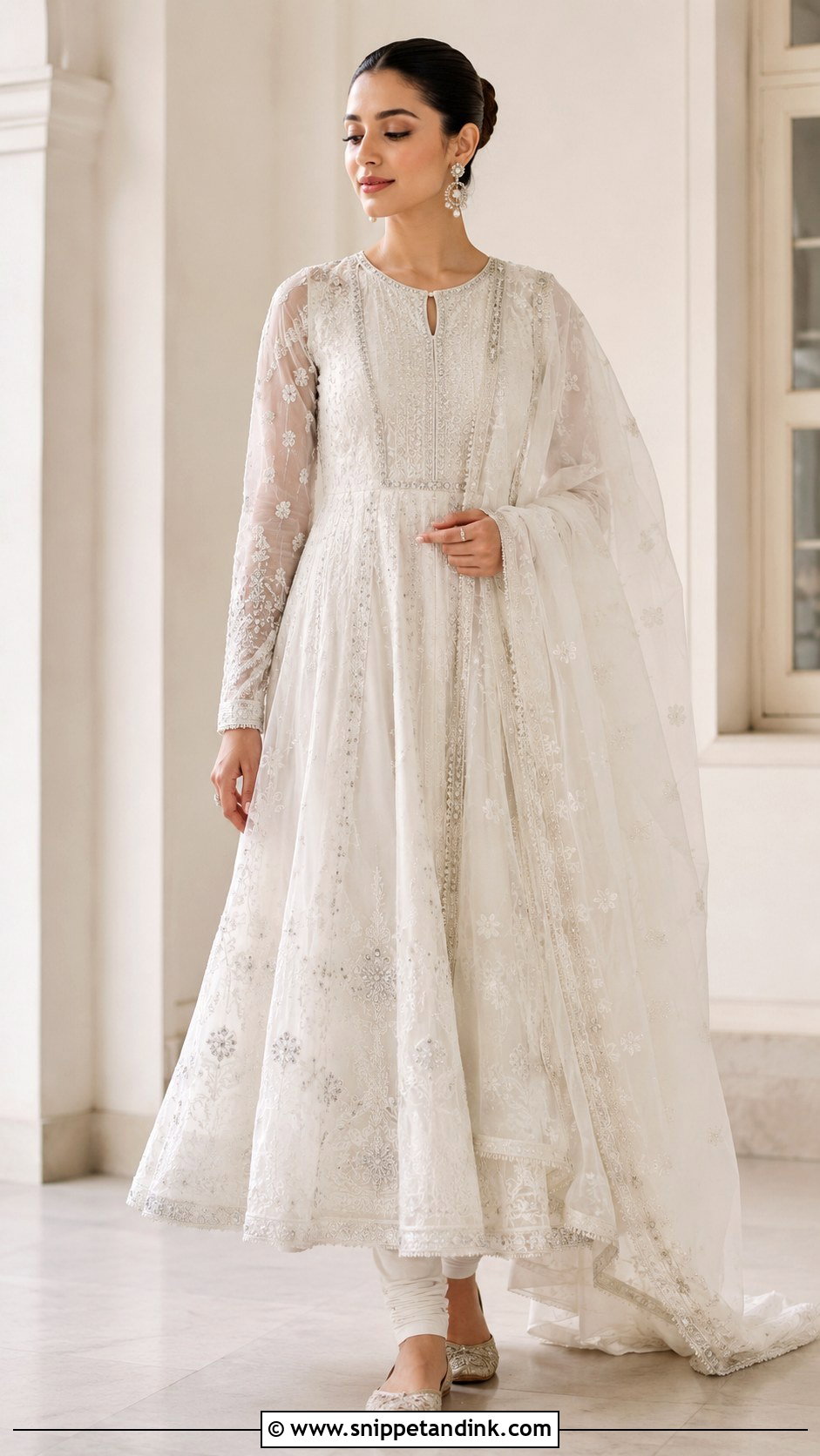 White Anarkali Nikkah Outfit - Snippet and Ink - 25 White Nikkah Outfit Ideas
