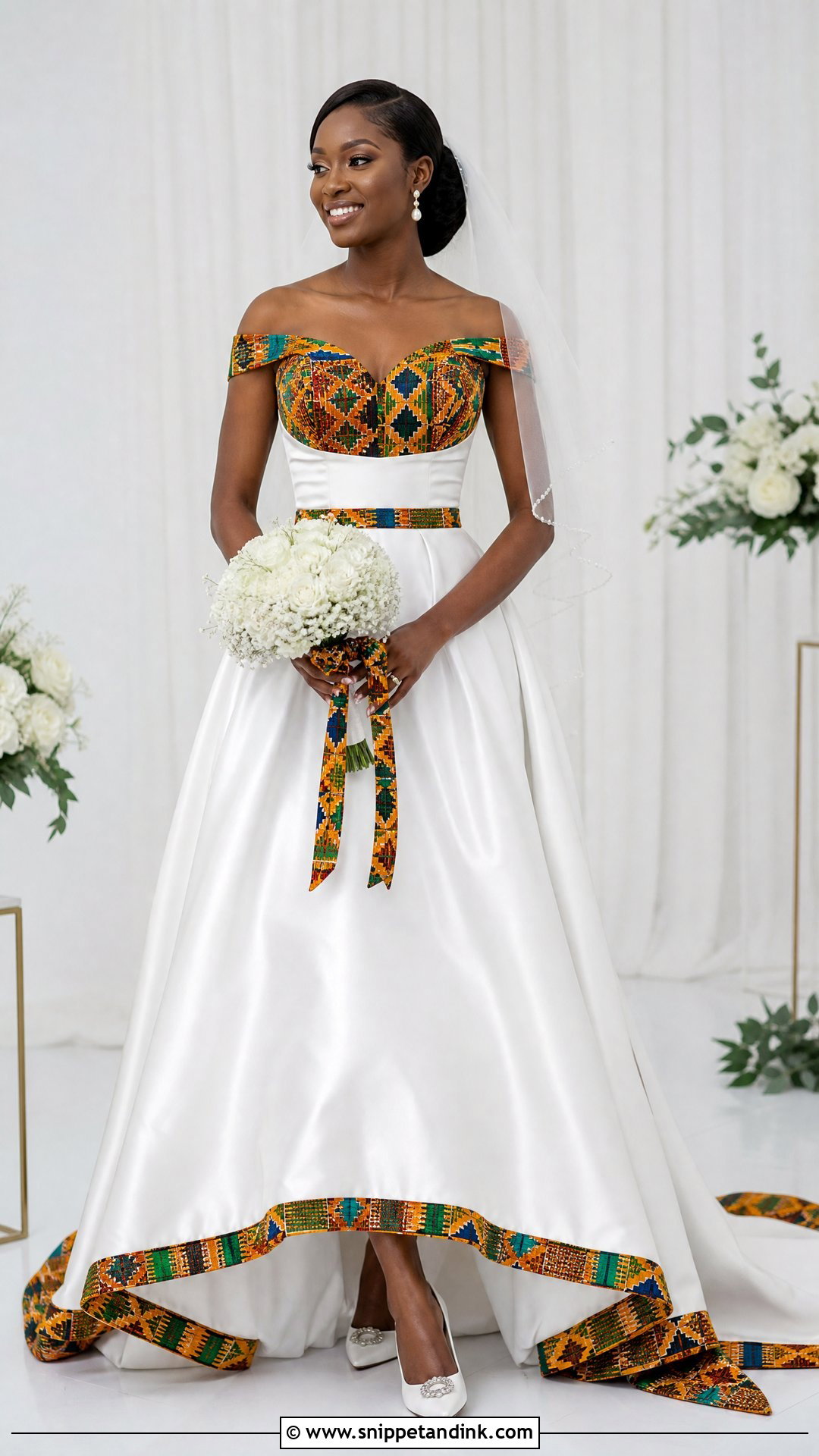 White And Ankara Bridal Dress - Snippet and Ink - 25 Ankara Bridal Dress Styles