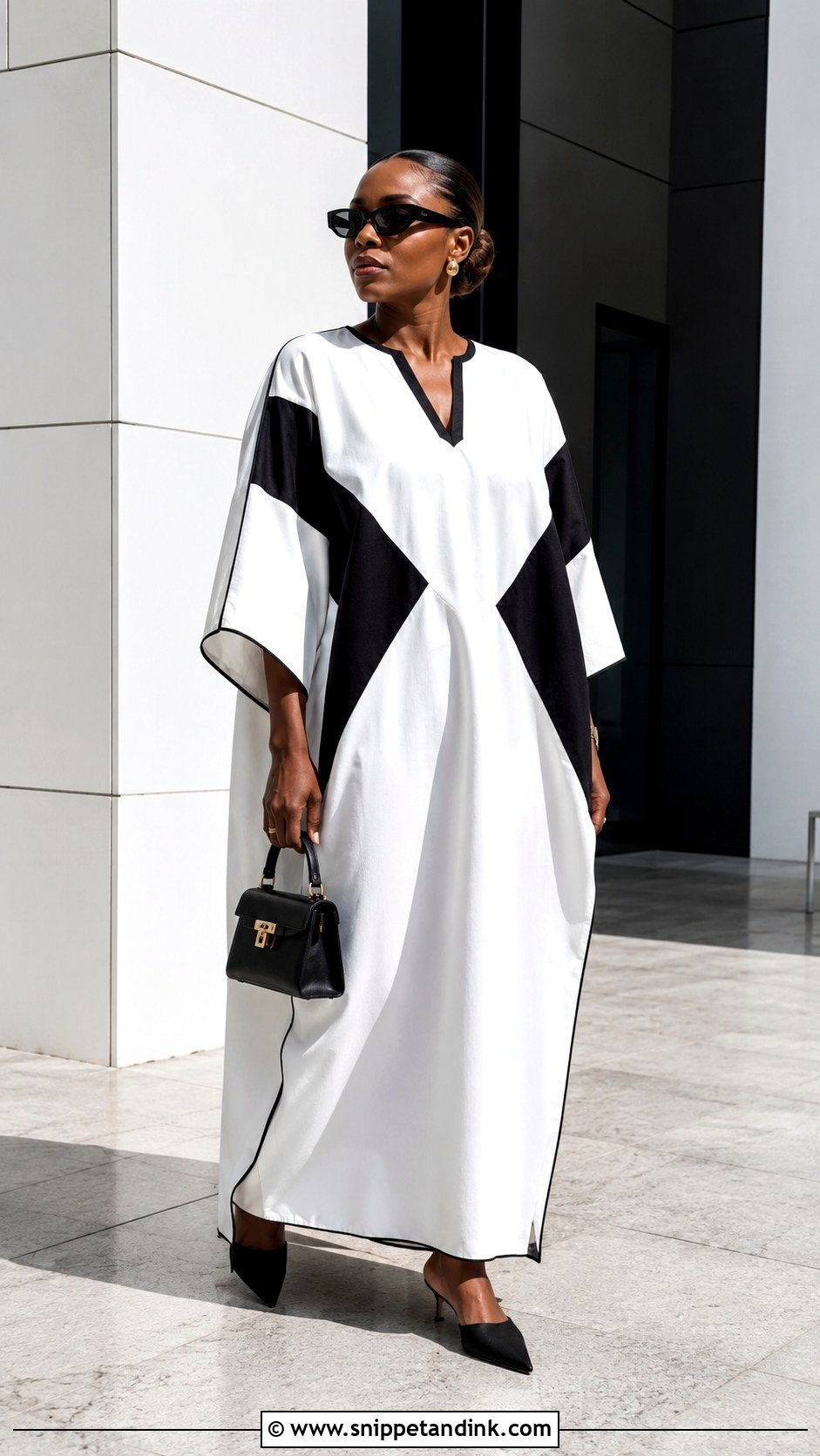 White And Black Bubu Gown - Snippet and Ink - 20 Bubu White Gown Styles