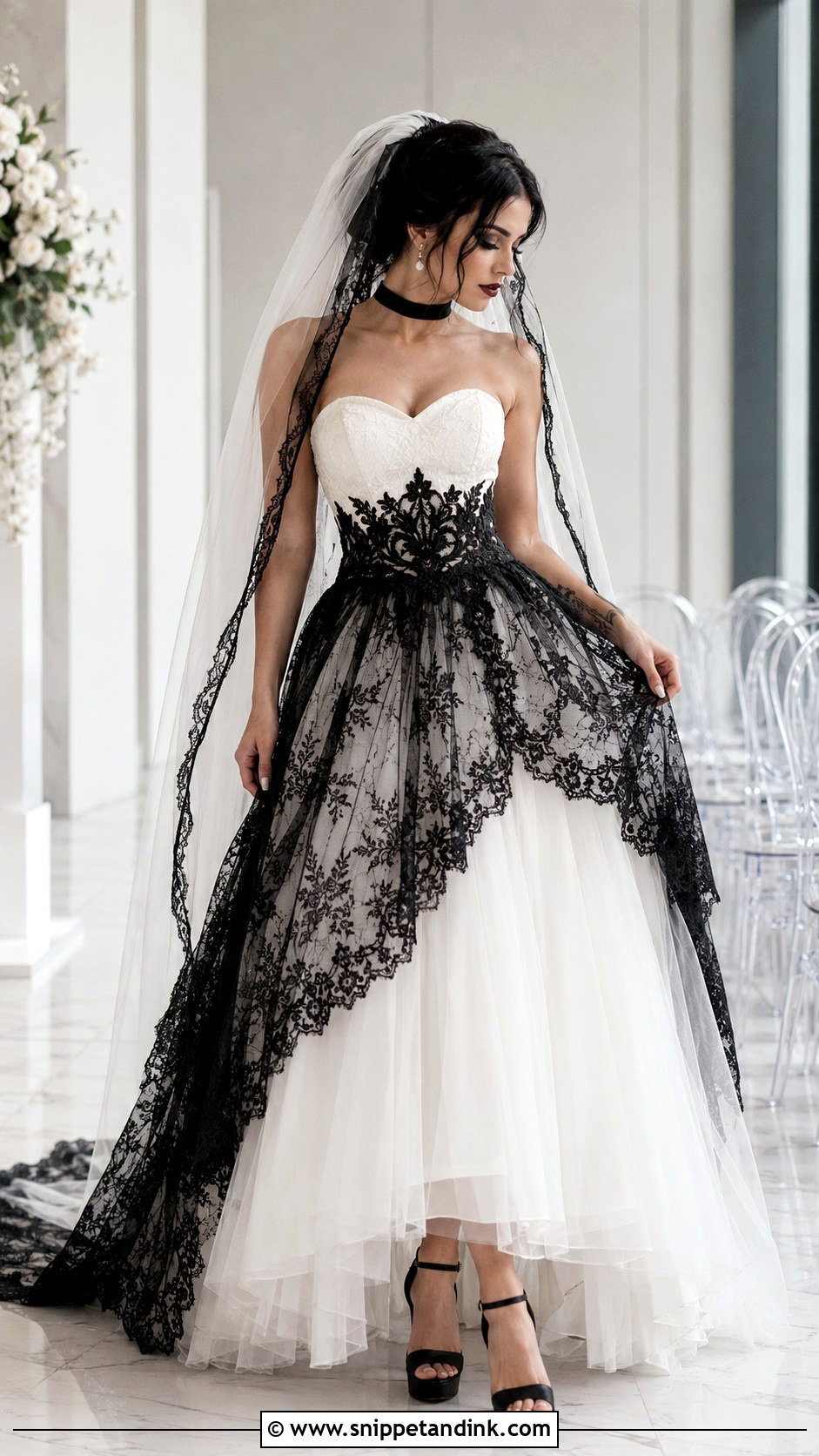 White And Black Emo Wedding Dress - Snippet and Ink - 20 Emo Wedding Dresses