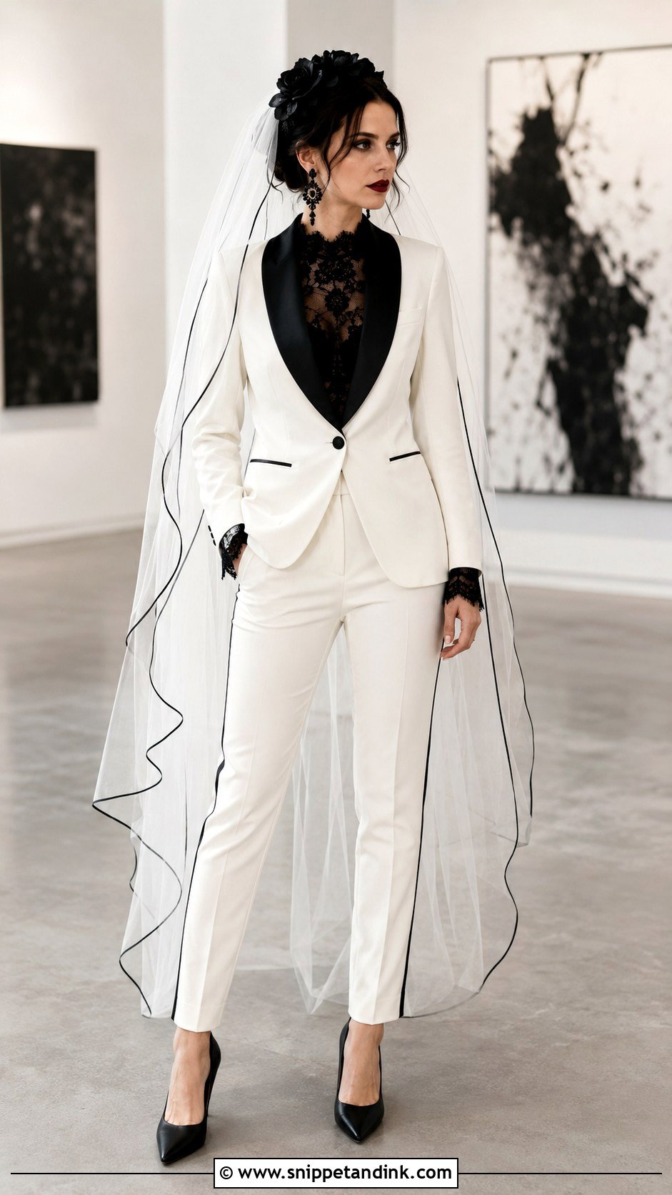 White And Black Gothic Wedding Suit - Snippet and Ink - 20 Gothic Wedding Suit Ideas