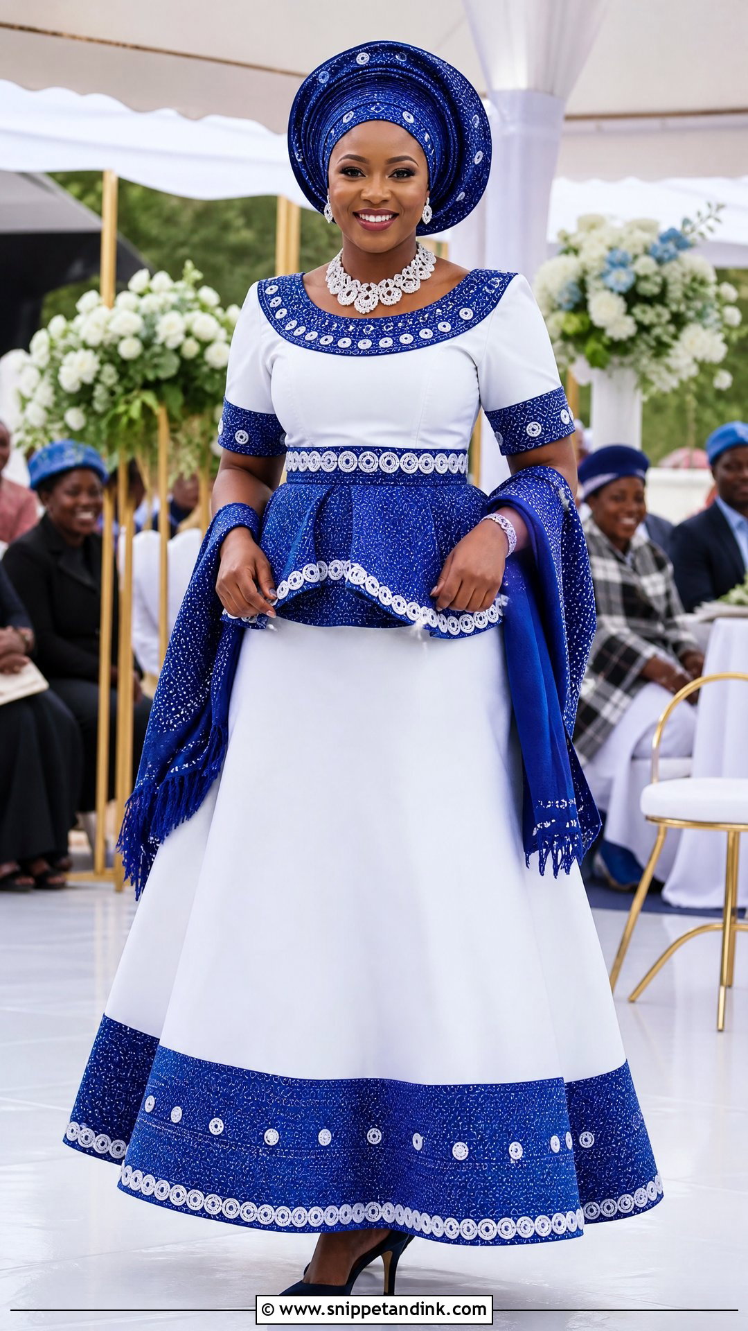 White And Blue Lobola Dress - Snippet and Ink - 20 Traditional Lobola Dresses