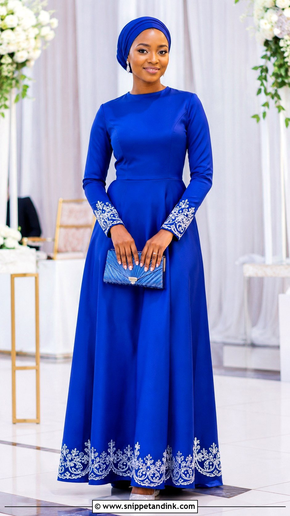 White And Blue Modest African Bridesmaid Dress - Snippet and Ink - 20 African Bridal Maids Dresses Style