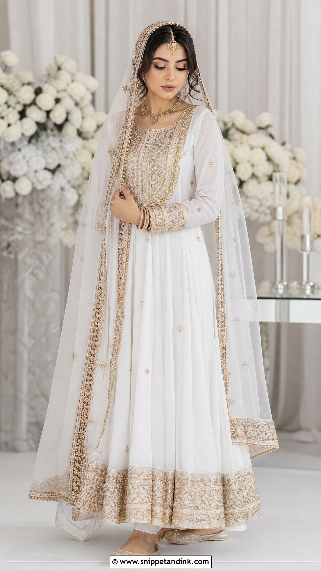 White And Gold Afghan Wedding Dress - Snippet and Ink - 20 Traditional Afghan Wedding Dress Ideas