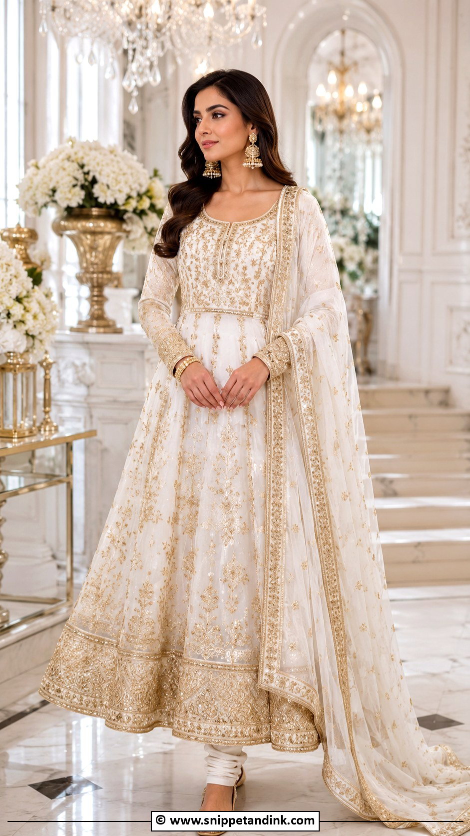 White And Gold Anarkali Wedding Suit - Snippet and Ink - 25 Heavy Anarkali Wedding Suits