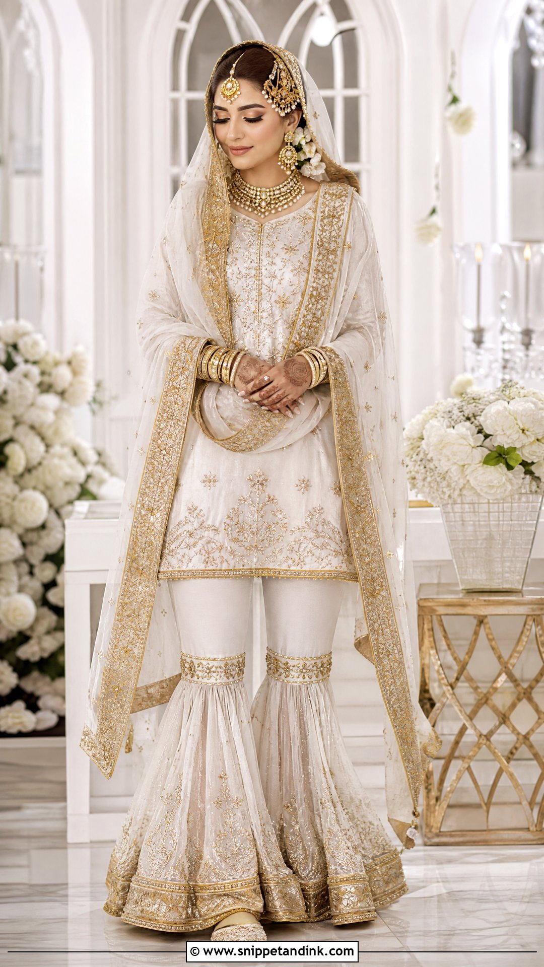 White And Gold Bridal Gharara - Snippet and Ink - 20 Pakistani Bride Dresses