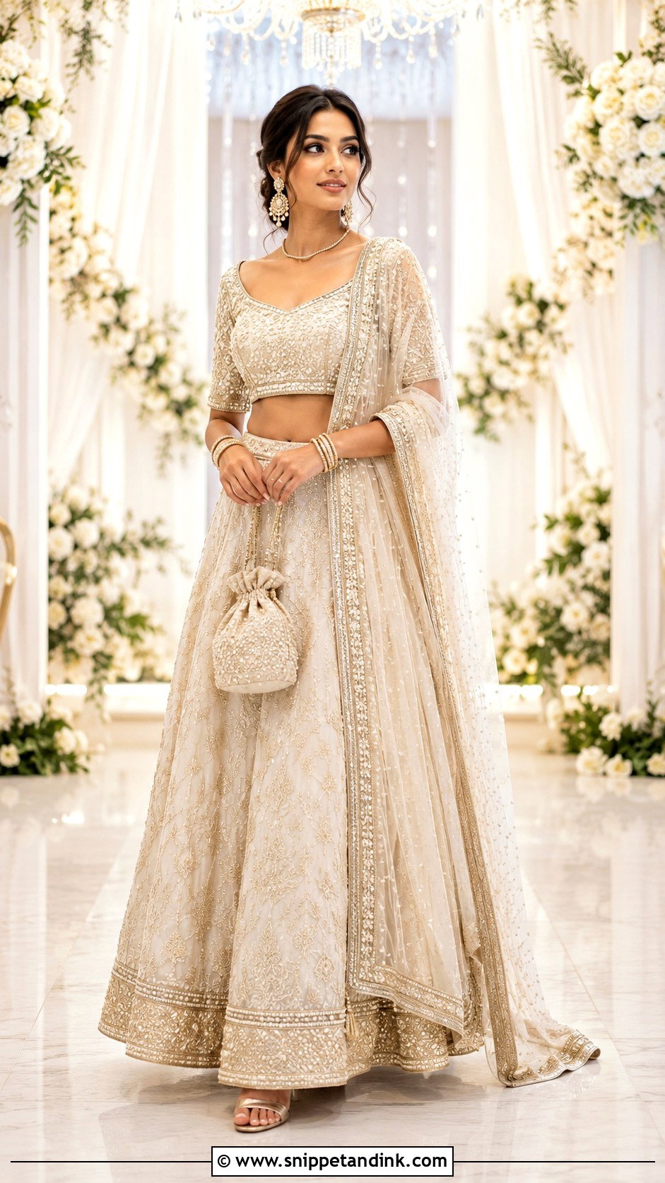 White And Gold Designer Choli With Wedding Lehenga - Snippet and Ink - 20 Designer Choli for Wedding Ideas