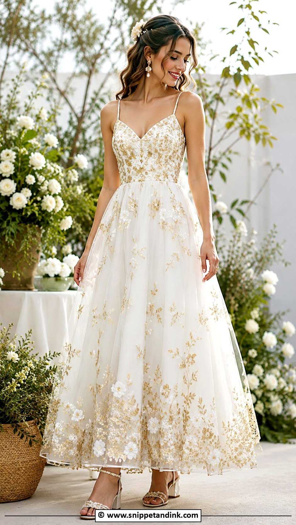 White And Gold Garden Wedding Dress - Snippet and Ink - 25 White and Gold Wedding Dress Ideas