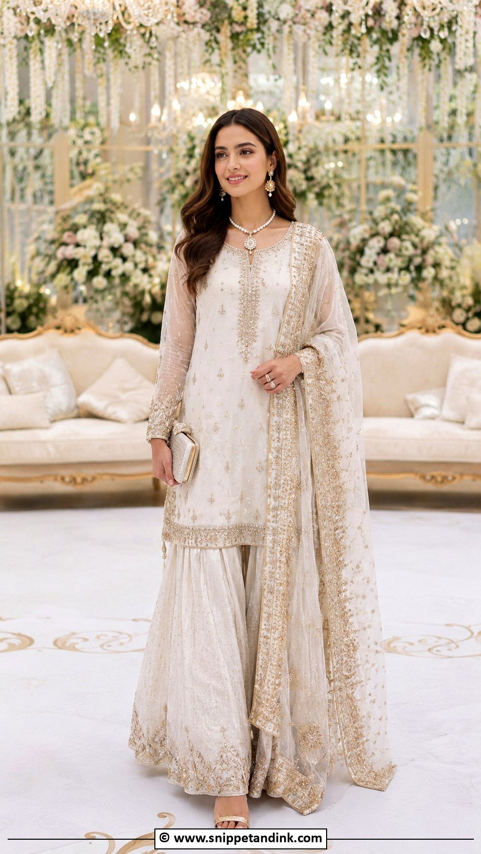 White And Gold Gharara Dress - Snippet and Ink - 25 Grara Dress Pakistani Wedding Ideas