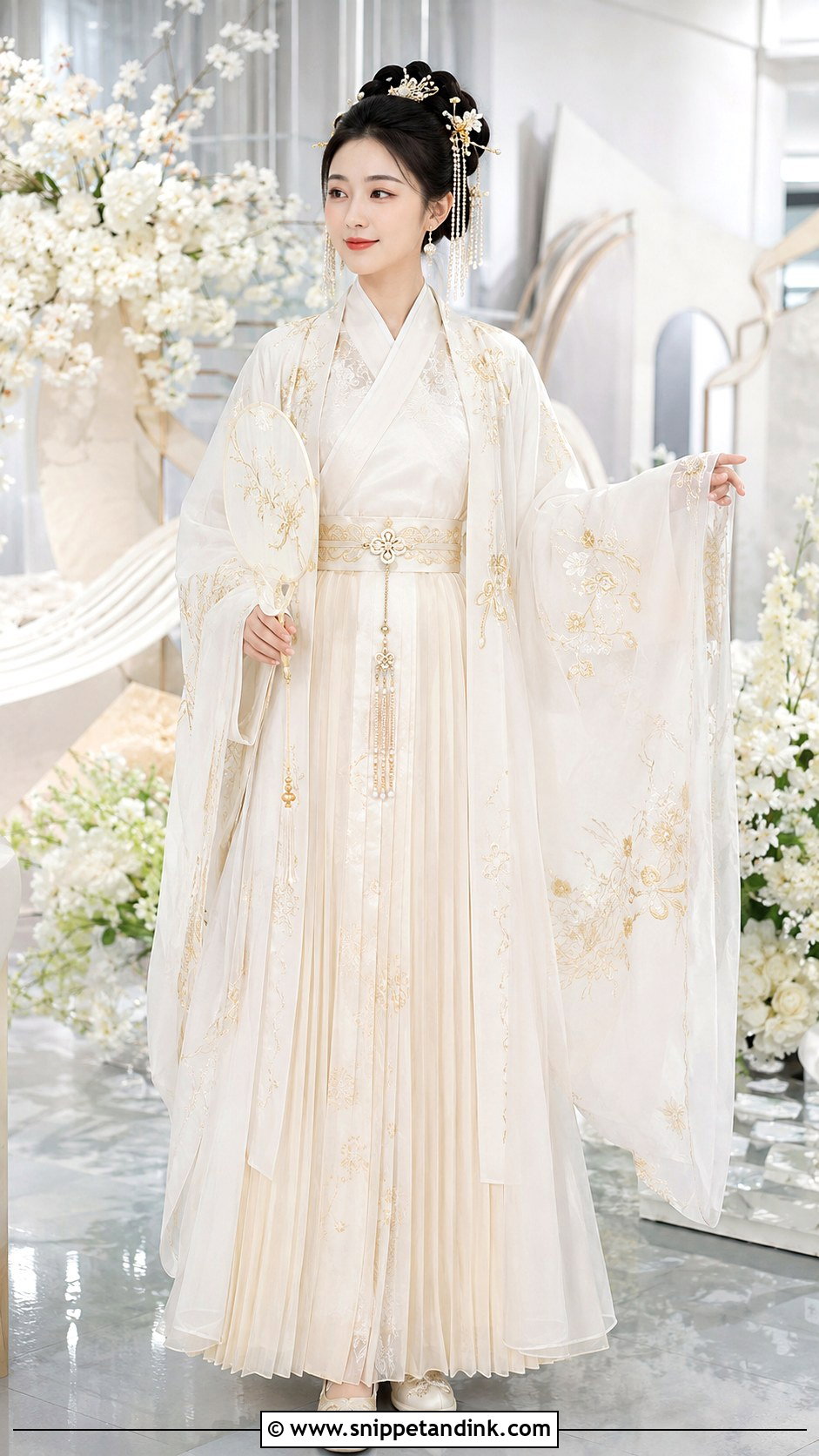 White And Gold Hanfu Wedding Outfit - Snippet and Ink - 20 Wedding Hanfu Ideas