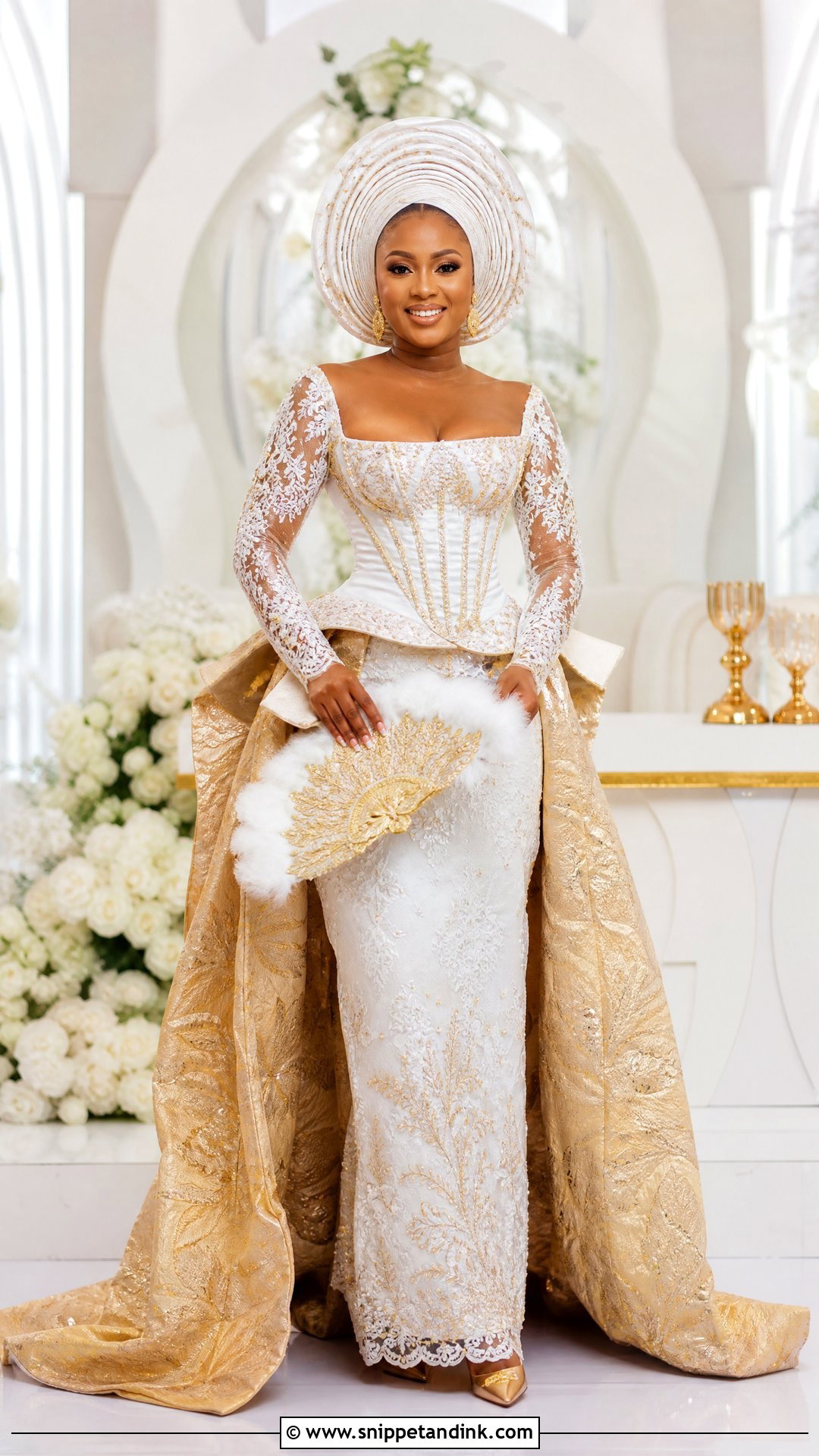 White And Gold Lace Veekee James Traditional Wedding Dress - Snippet and Ink - 20 Veekee James Traditional Wedding Dress Ideas