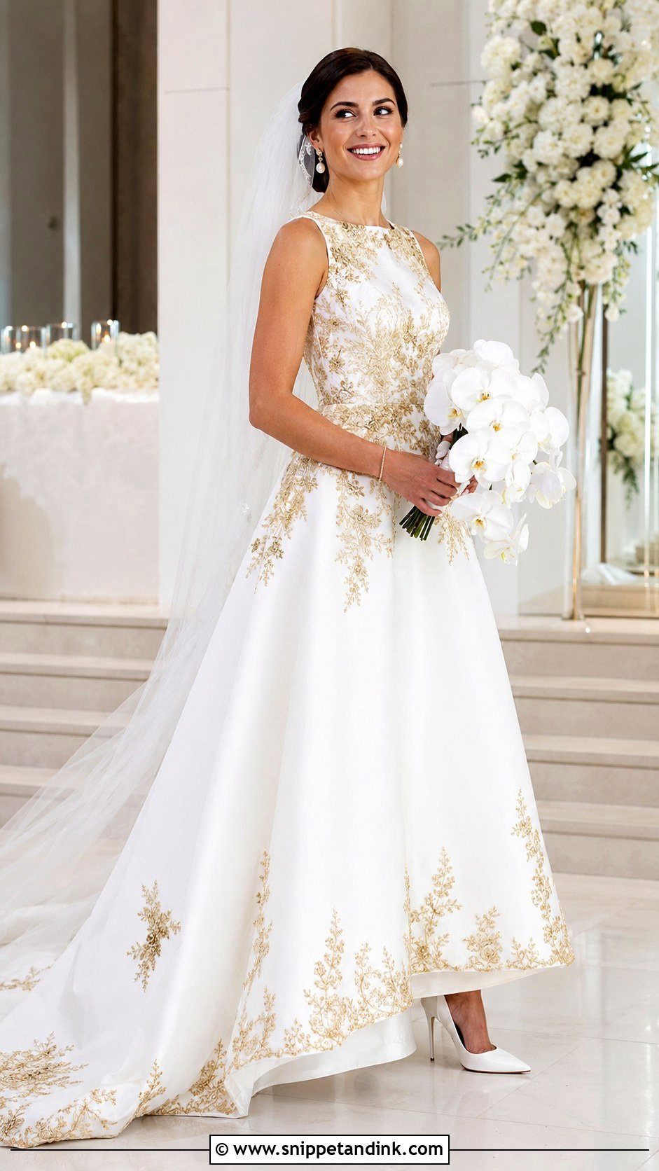 White And Gold Lace Wedding Dress - Snippet and Ink - 20 Gold Lace Wedding Dress Ideas