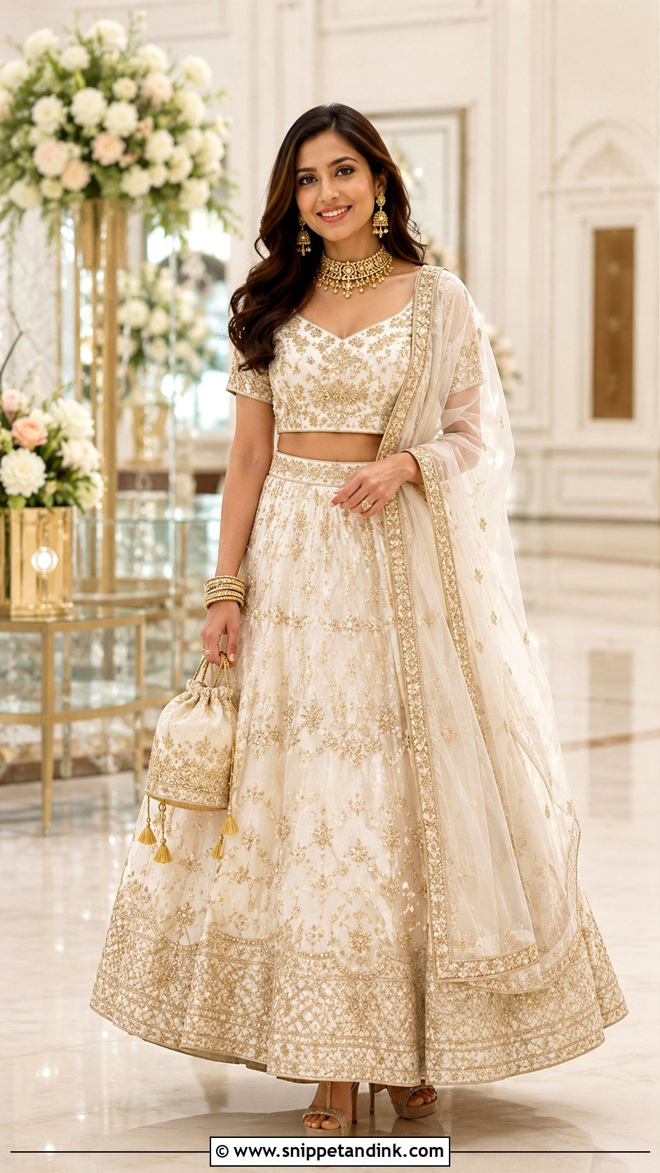 White And Gold Lehenga For Bride Sister - Snippet and Ink - 25 Indian Wedding Outfits for Brides Sister