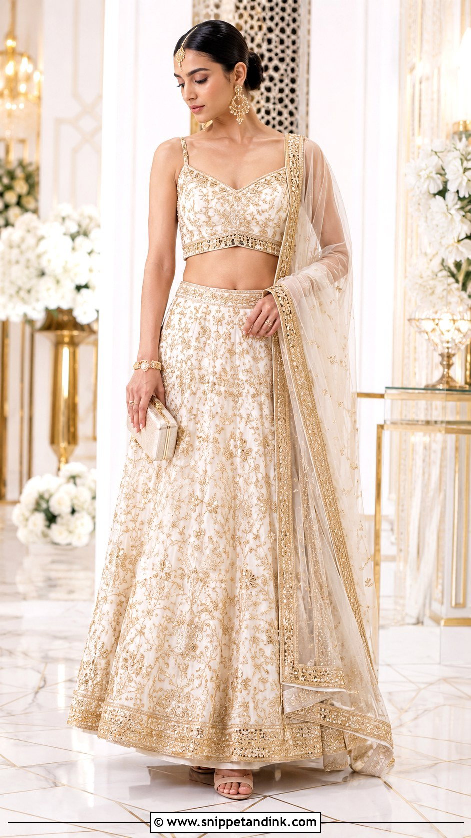 White And Gold Lehenga For Wedding - Snippet and Ink - 25 Indian Weddings Shadi Outfits