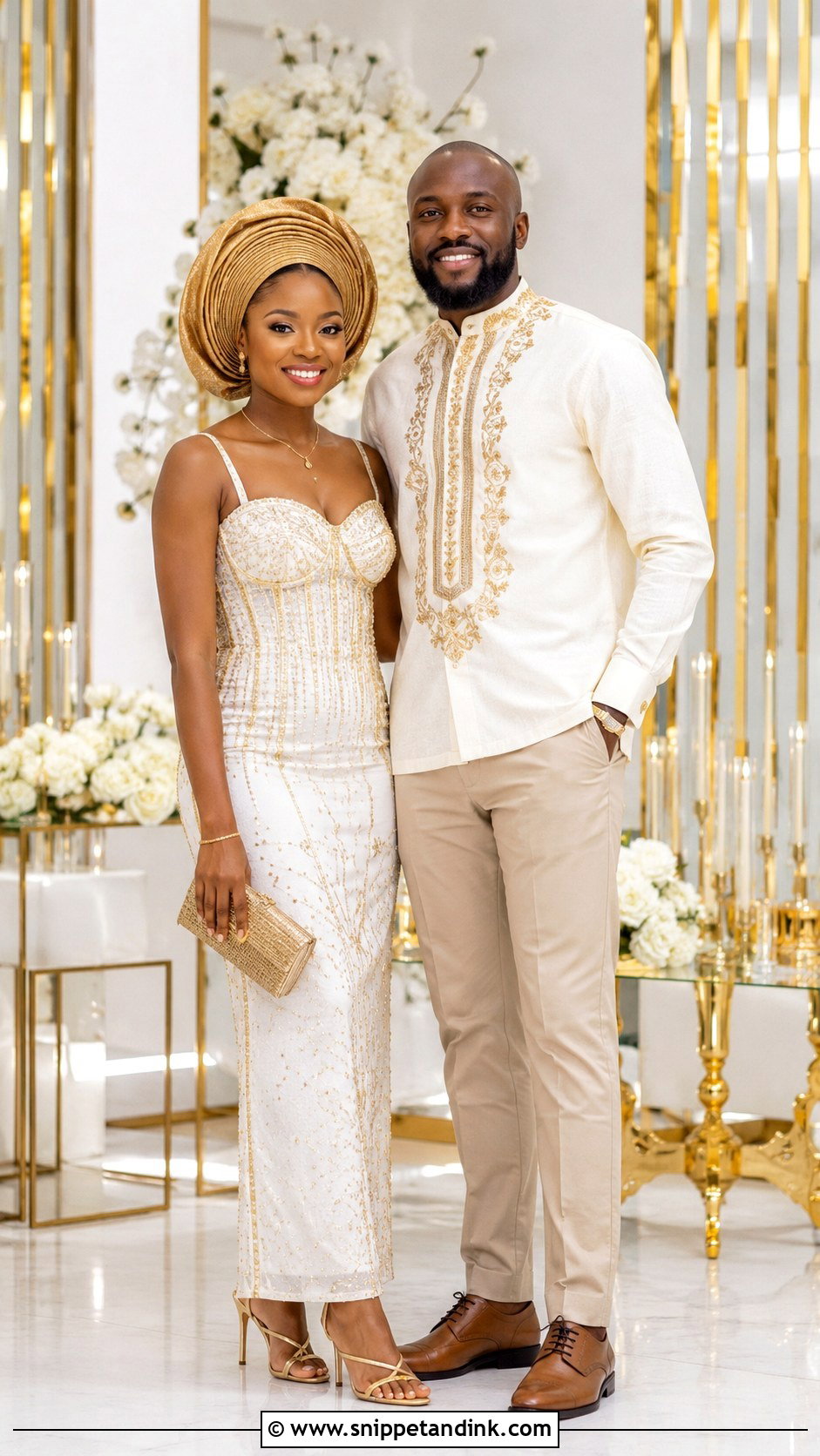 White And Gold Lobola Outfit - Snippet and Ink - 25 Lobola Outfits for Couples