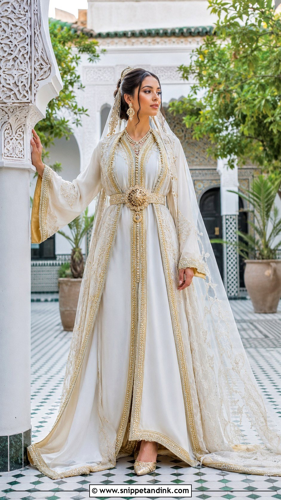 White And Gold Moroccan Wedding Takchita - Snippet and Ink - 20 Morocco Wedding Dress Ideas