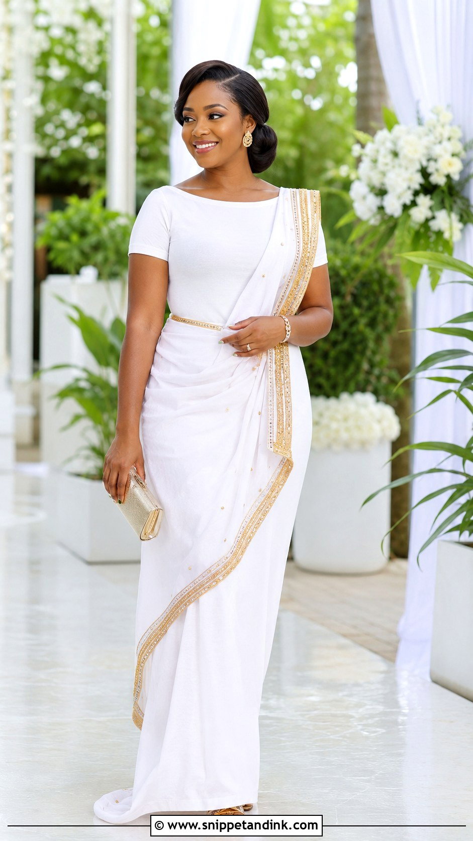 White And Gold Mushanana Changing Dress - Snippet and Ink - 20 Changing Dresses for Brides in Uganda