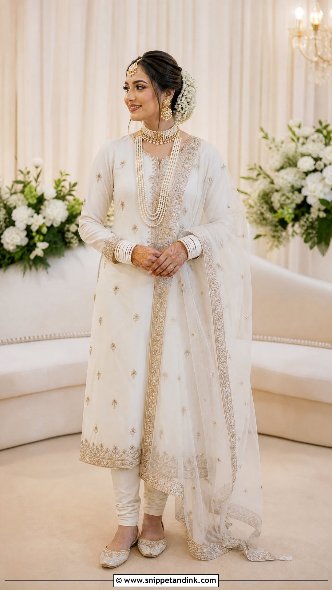 White And Gold Nikah Hyderabadi Bride - Snippet and Ink - 20 Hyderabadi Bride Ideas