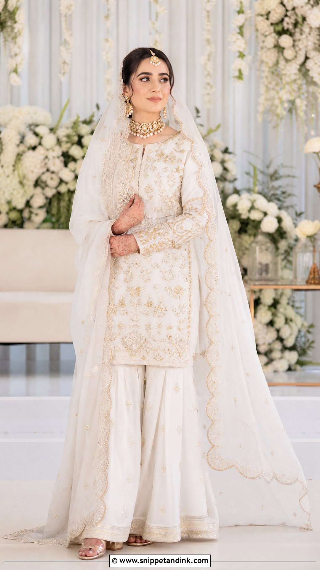 White And Gold Nikkah Gharara - Snippet and Ink - 20 Pakistani Bridal Outfits