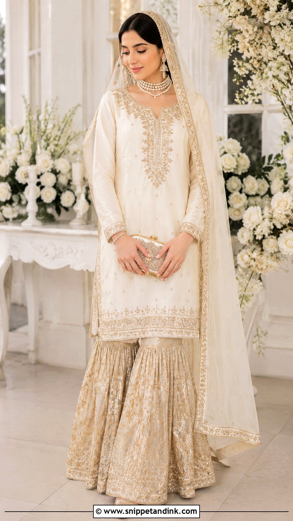 White And Gold Nikkah Outfit - Snippet and Ink - 25 Latest Pakistani Wedding Outfits