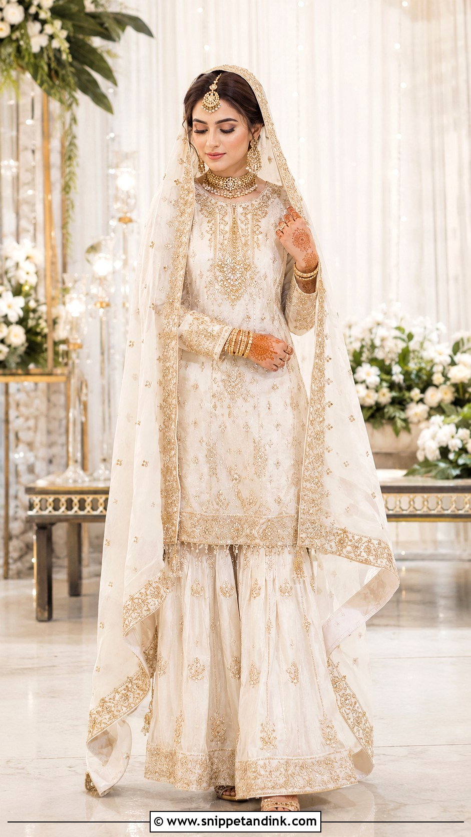 White And Gold Nikkah Outfit - Snippet and Ink - 25 White Nikkah Outfit Ideas