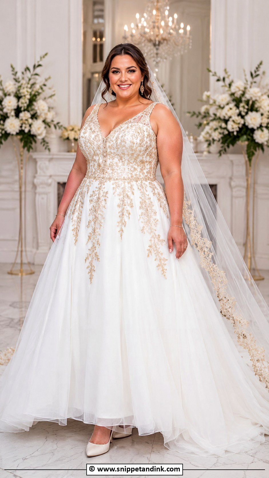 White And Gold Plus Size Wedding Dress - Snippet and Ink - 25 White and Gold Wedding Dress Ideas