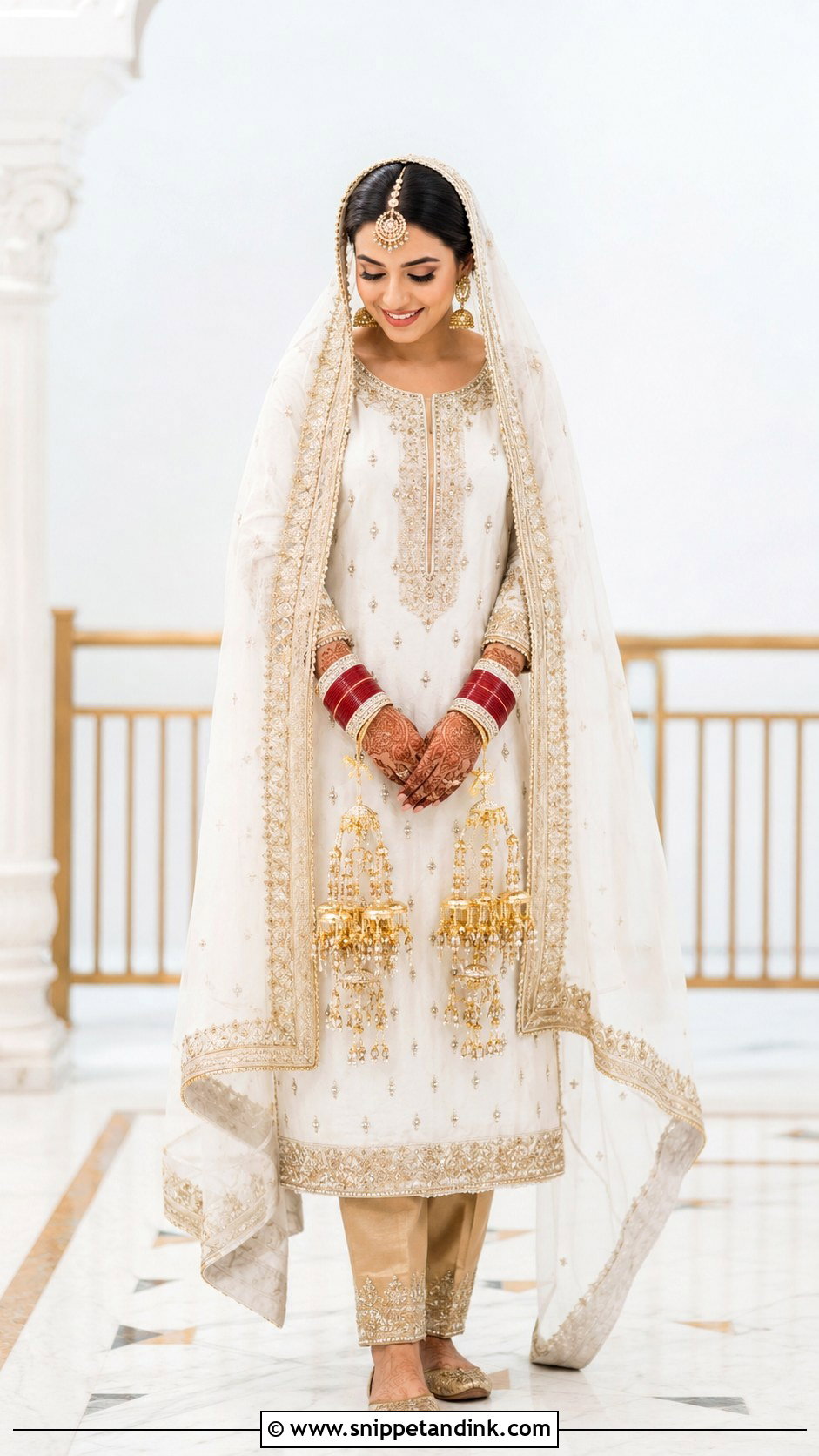 White And Gold Punjabi Bridal Suit - Snippet and Ink - 25 Punjabi Wedding Suit Bridal Sikh Bride Ideas