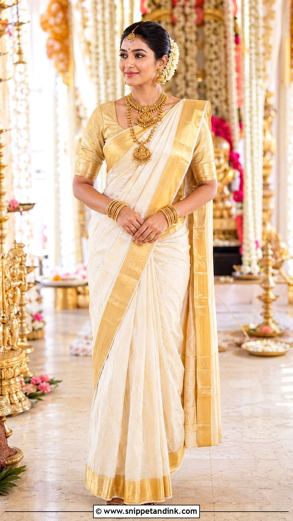 White And Gold Saree Outfit - Snippet and Ink - 25 Desi Wedding Shaadi Outfits