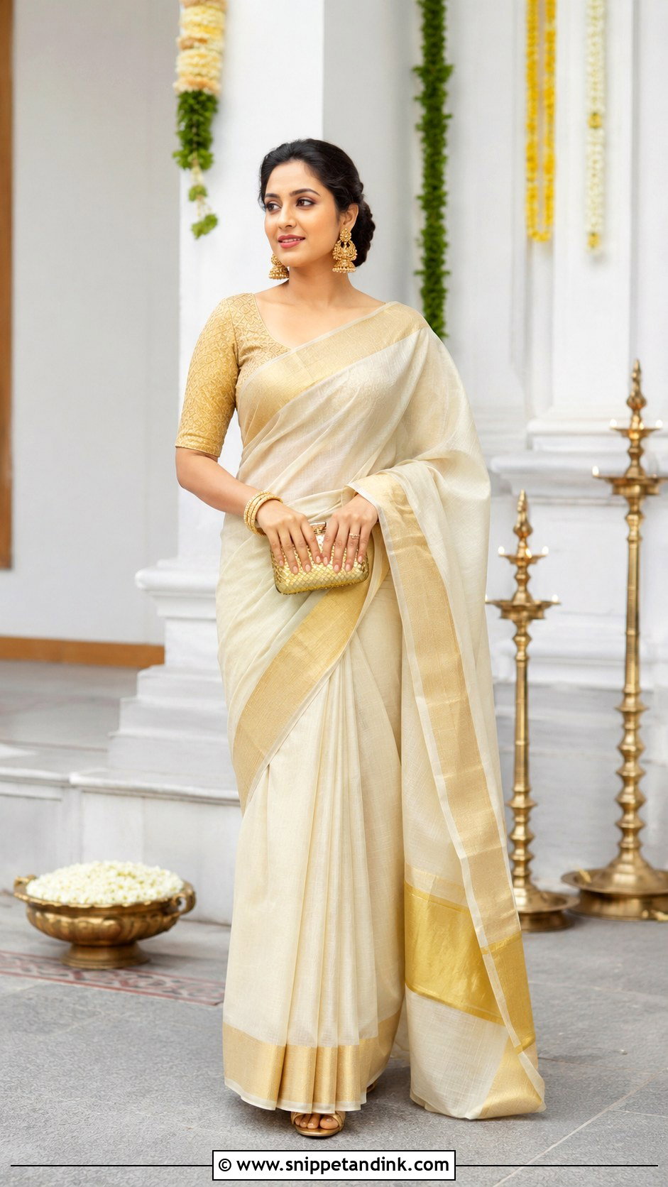 White And Gold Saree Outfit - Snippet and Ink - 25 New Indian Wedding Dress Ideas