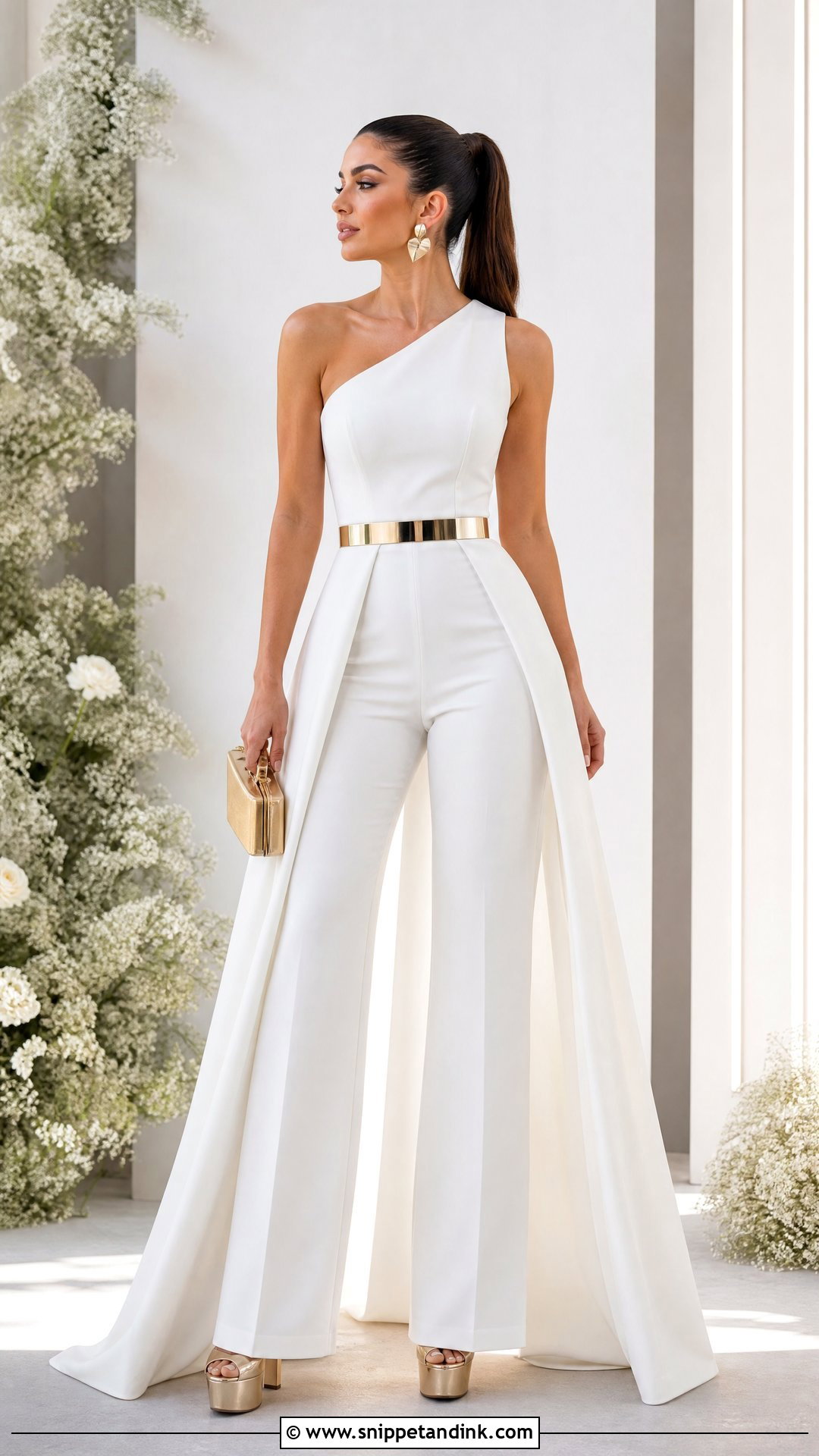 White And Gold Sendoff Jumpsuit - Snippet and Ink - 20 Nguo Za Sendoff Ideas