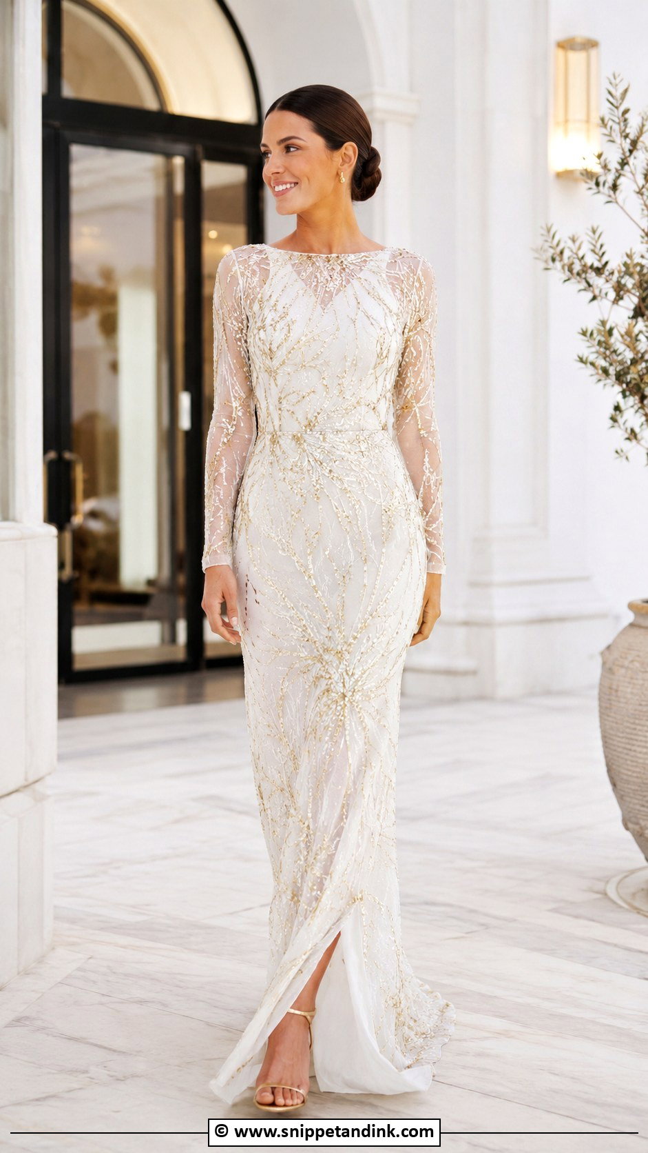 White And Gold Sequin Wedding Dress - Snippet and Ink - 25 White and Gold Wedding Dress Ideas