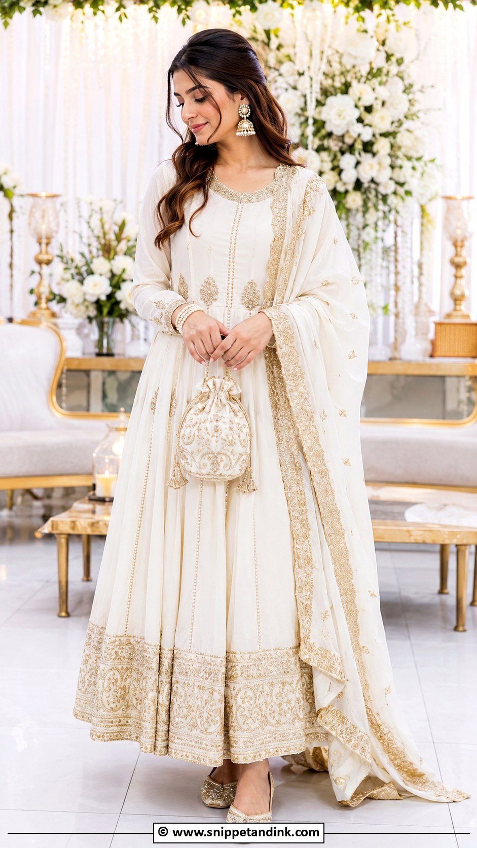 White And Gold Suit For Roka Ceremony - Snippet and Ink - 35 Roka Ceremony Outfits