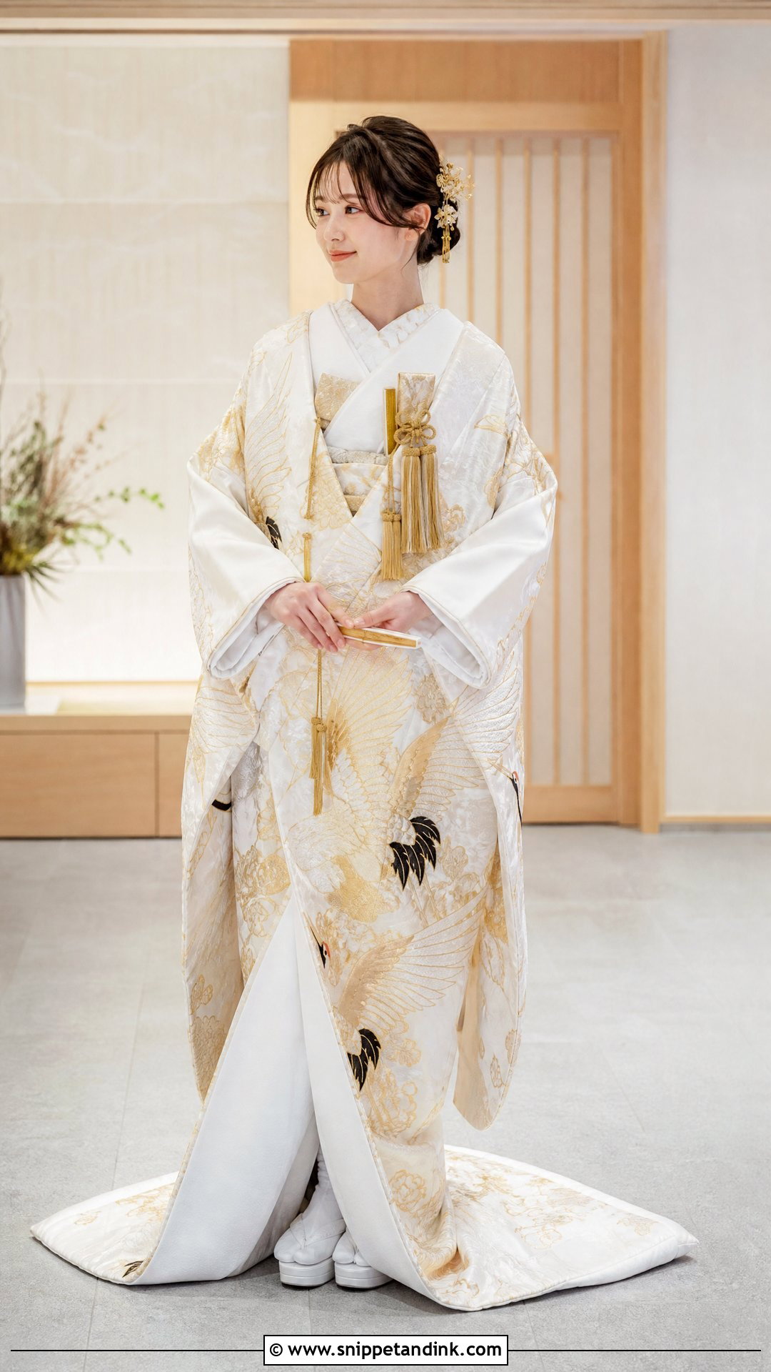 White And Gold Uchikake Kimono Wedding Dress - Snippet and Ink - 25 Kimono Wedding Dress Ideas