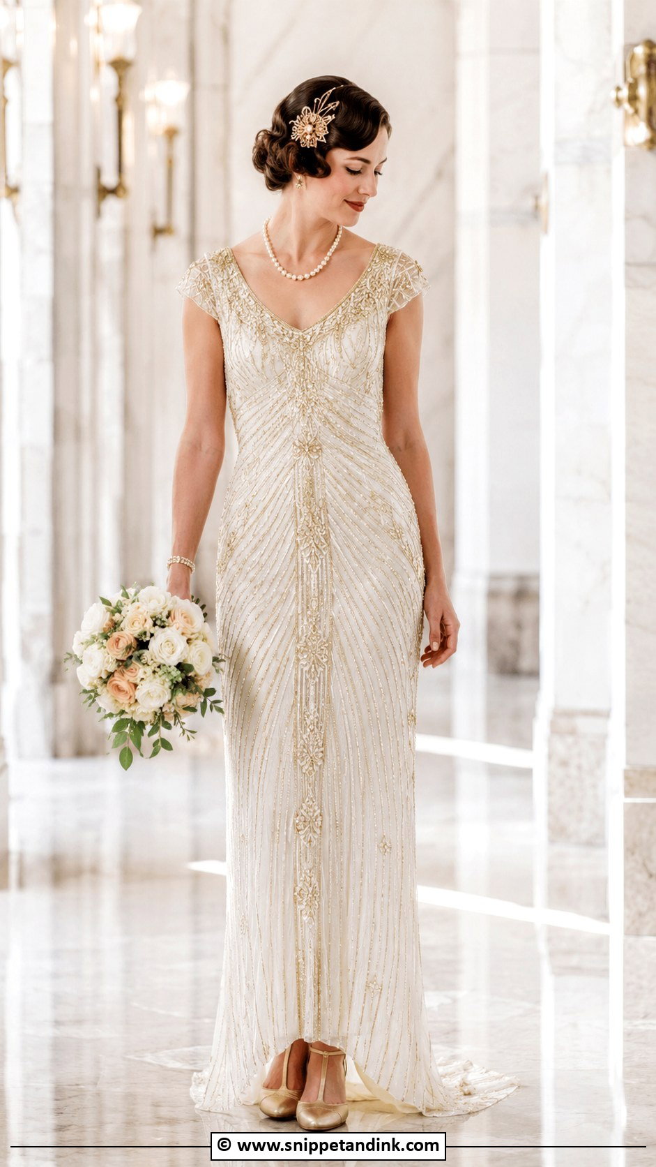 White And Gold Vintage Wedding Dress - Snippet and Ink - 25 White and Gold Wedding Dress Ideas