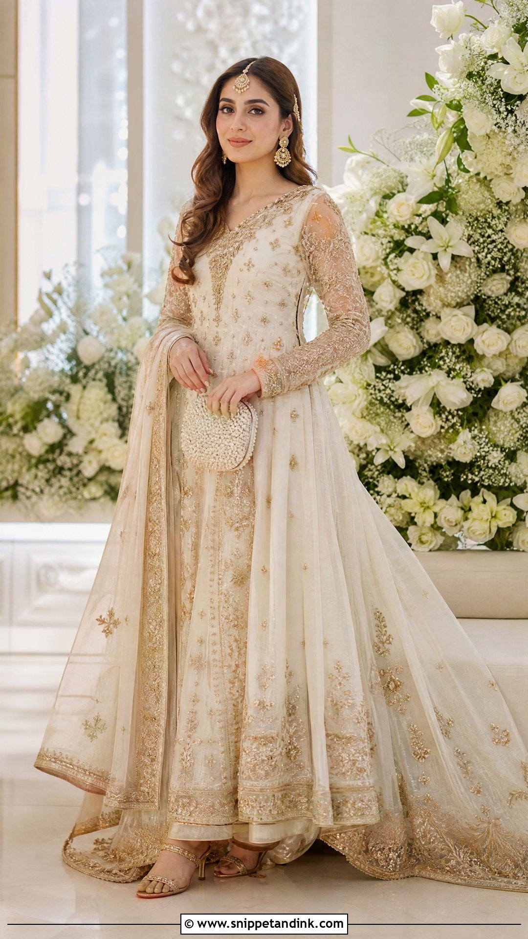 White And Gold Walima Gown - Snippet and Ink - 20 Walima Gown Ideas