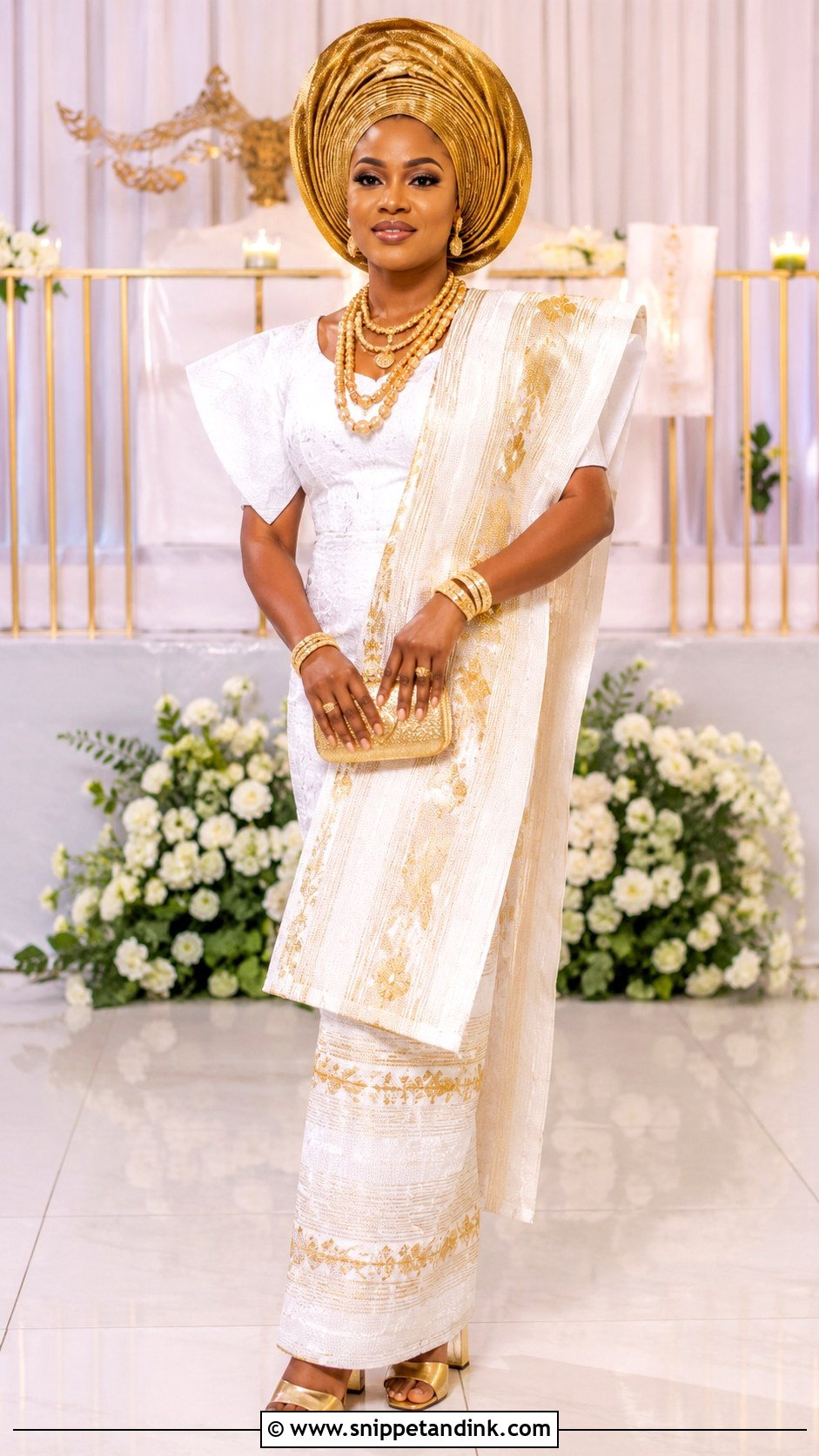 White And Gold Yoruba Wedding Dress - Snippet and Ink - 20 Yoruba Wedding Dress Ideas