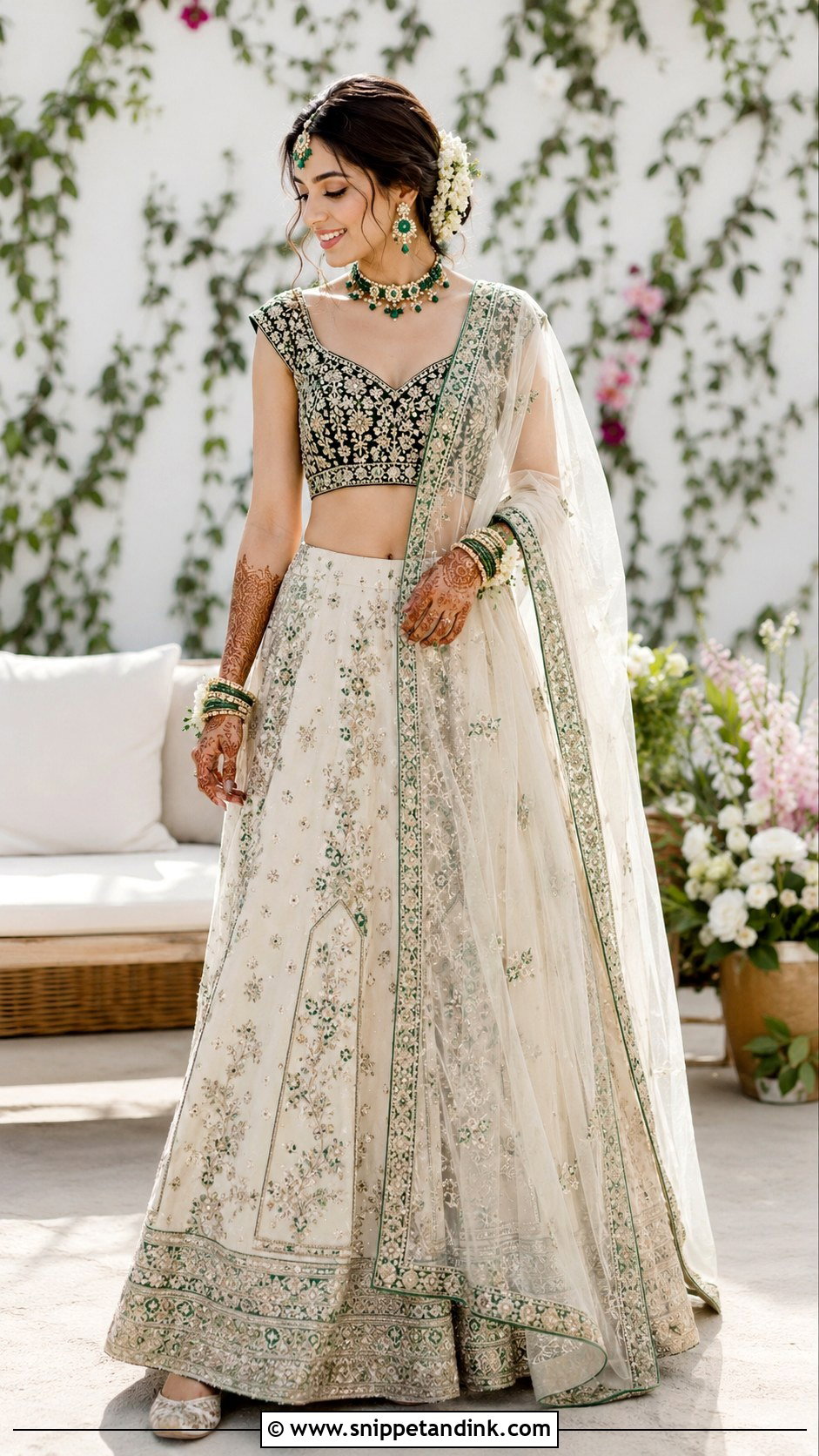 White And Green Mehandi Outfit - Snippet and Ink - 25 Indian Bridal Mehandi Outfits Brides