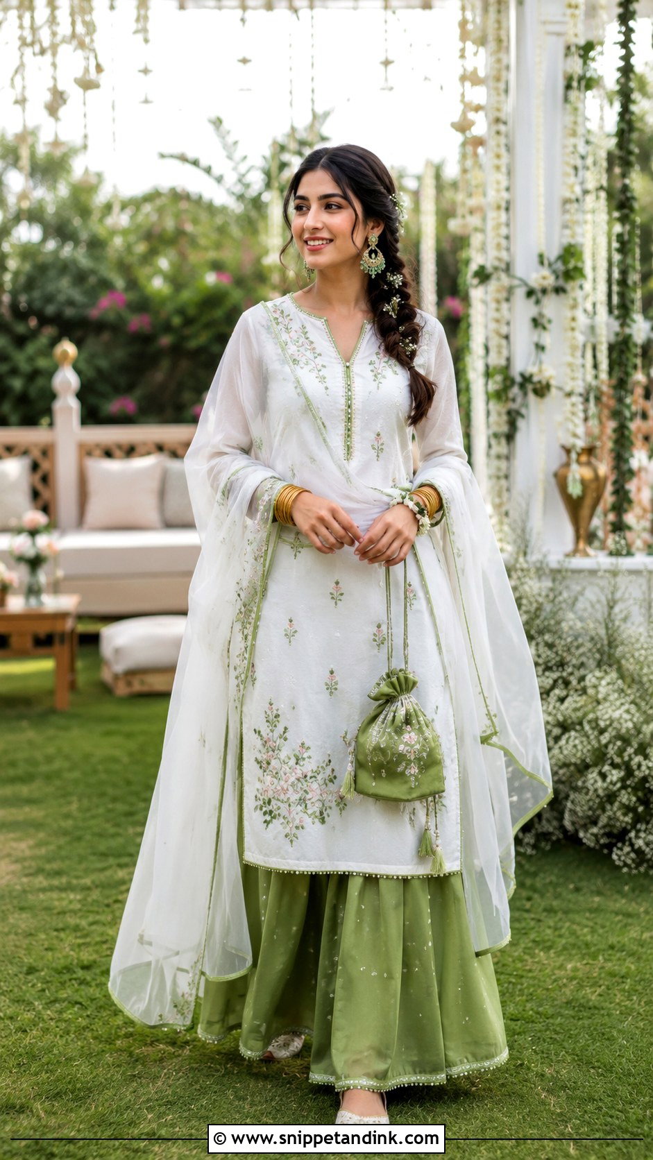 White And Green Mehendi Suit - Snippet and Ink - 20 Mehendi Suits Mehndi Outfit