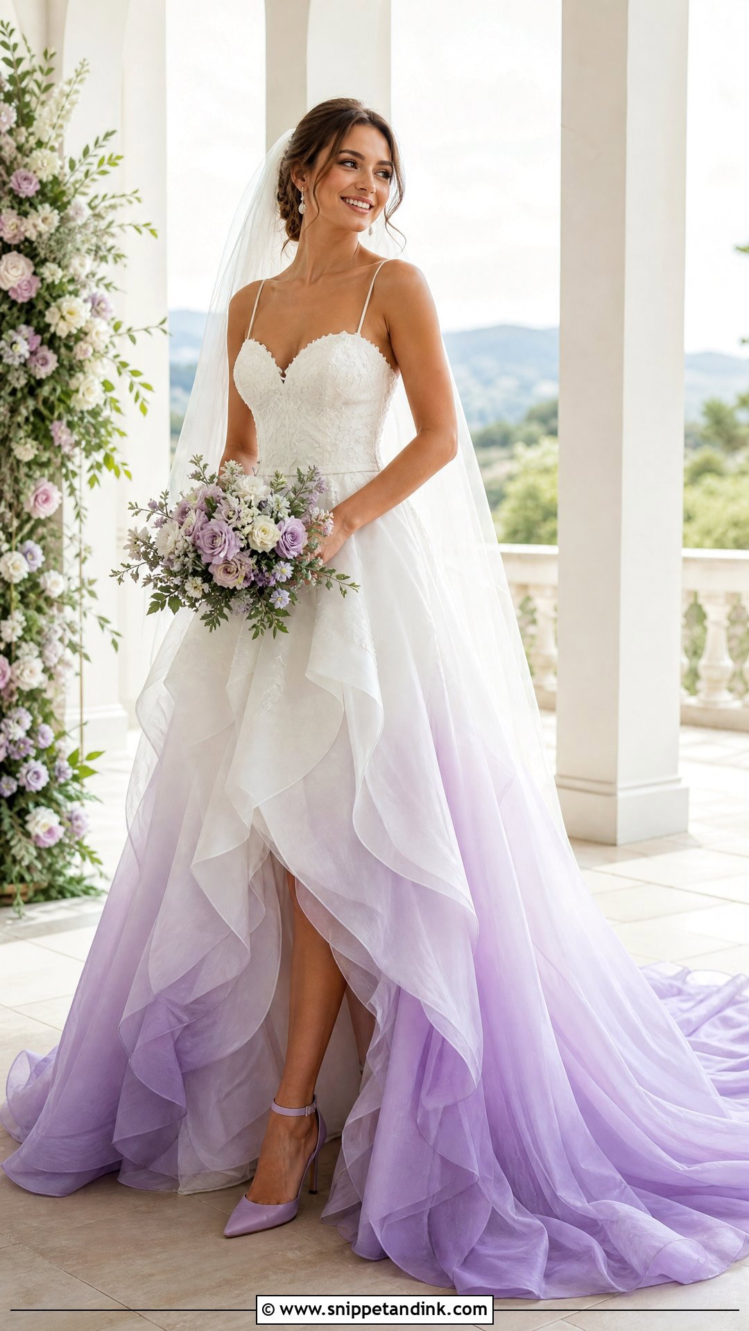 White And Lavender Ombre Wedding Dress - Snippet and Ink - 25 Purple Wedding Dresses