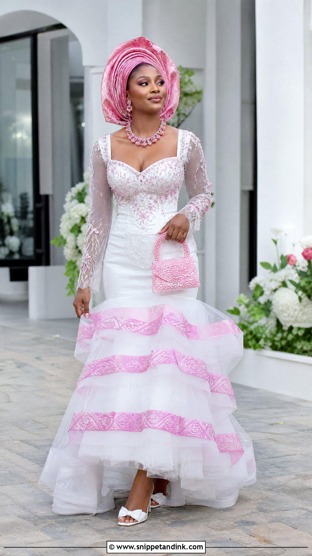 White And Pink Tulle Pedi Wedding Gown - Snippet and Ink - 20 Pedi Traditional Attire African Weddings Ideas