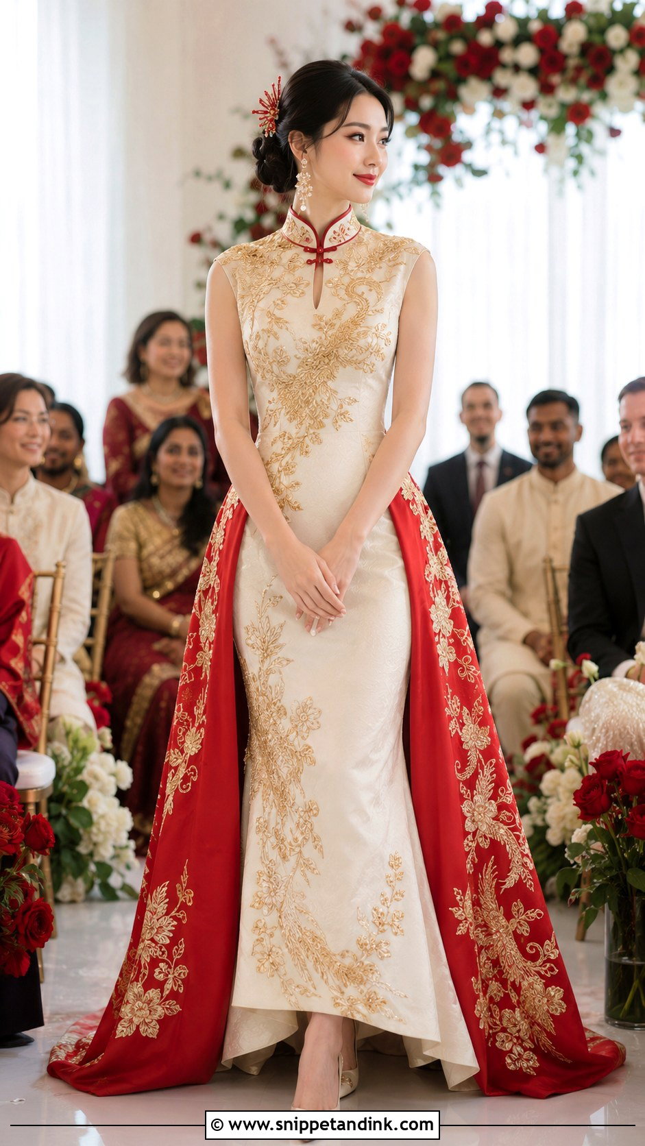 White And Red Chinese Fusion Wedding Dress - Snippet and Ink - 20 Chinese Style Wedding Dress Ideas
