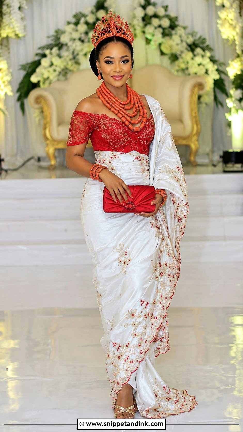 White And Red George Outfit For Bride - Snippet and Ink - 20 George Outfit for Bride Ideas