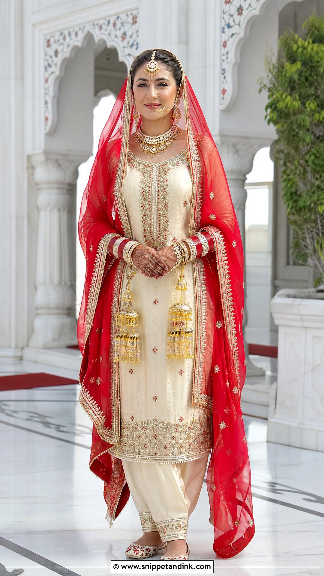 White And Red Punjabi Bridal Salwar Suit - Snippet and Ink - 25 Sikh Wedding Dress Punjabi Bride Ideas