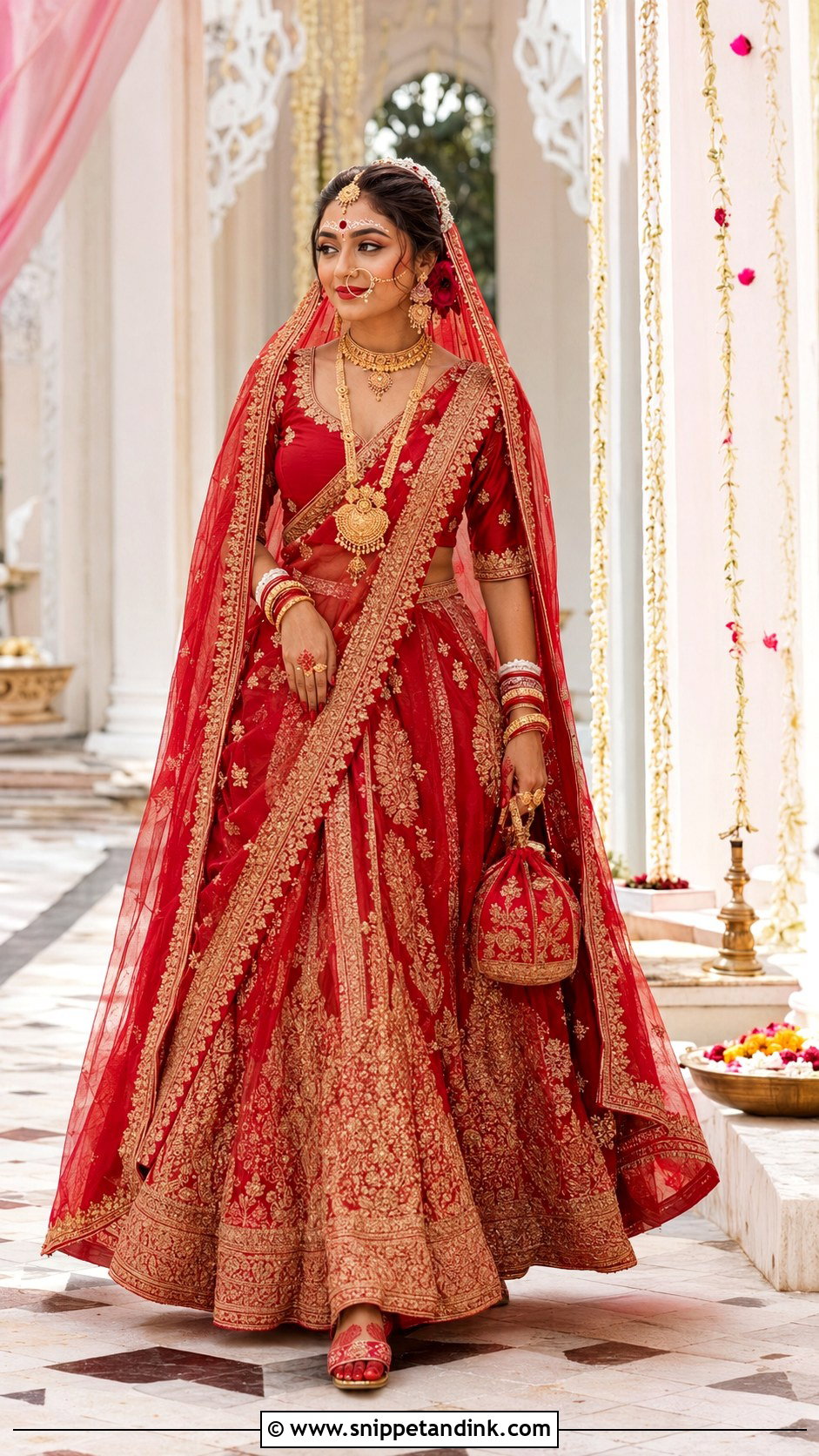 White And Red Saree Bengali Bride - Snippet and Ink - 20 Bengali Bride Ideas