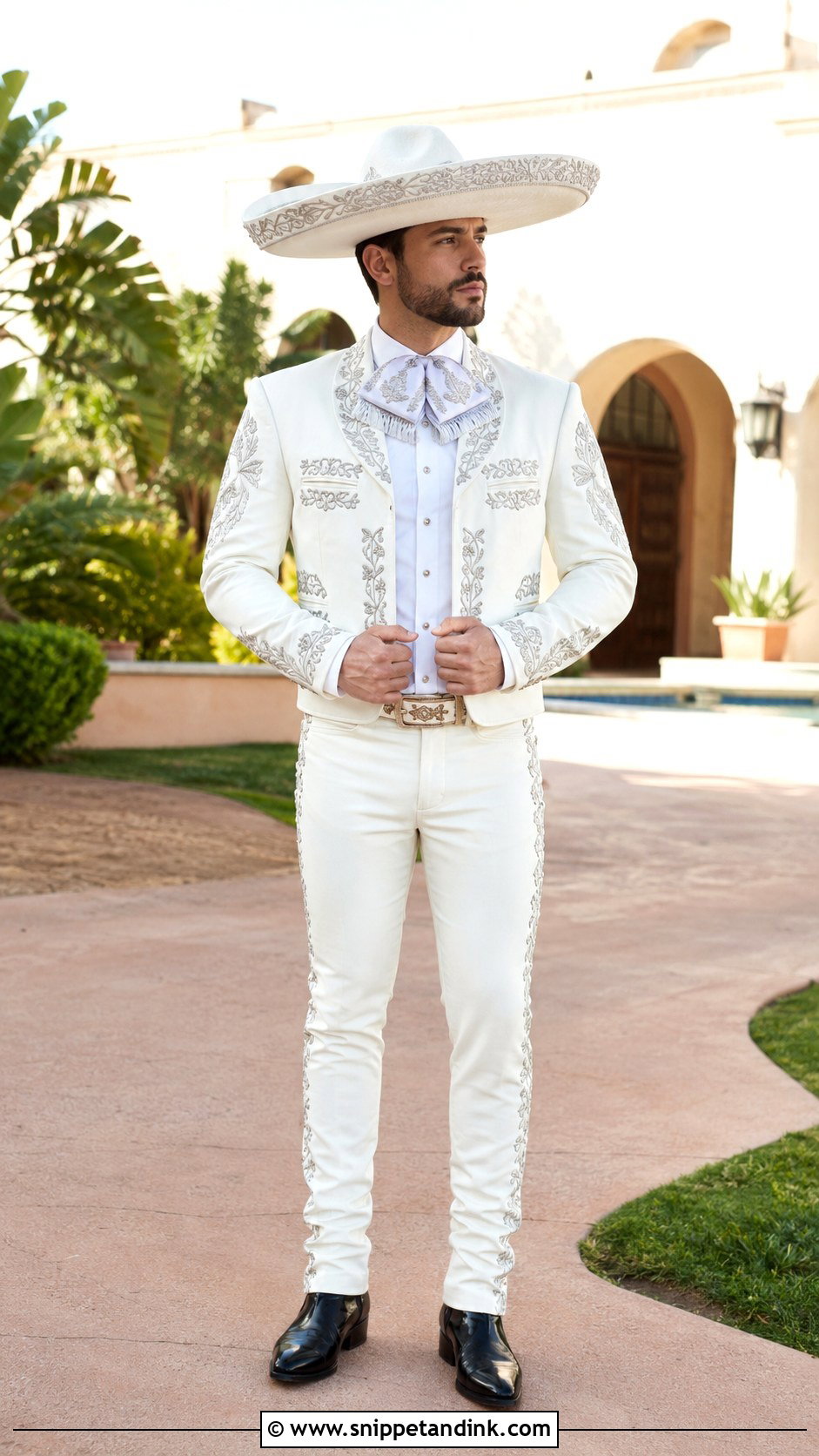 White And Silver Charro Wedding Suit - Snippet and Ink - 20 Charro Wedding Suit Ideas