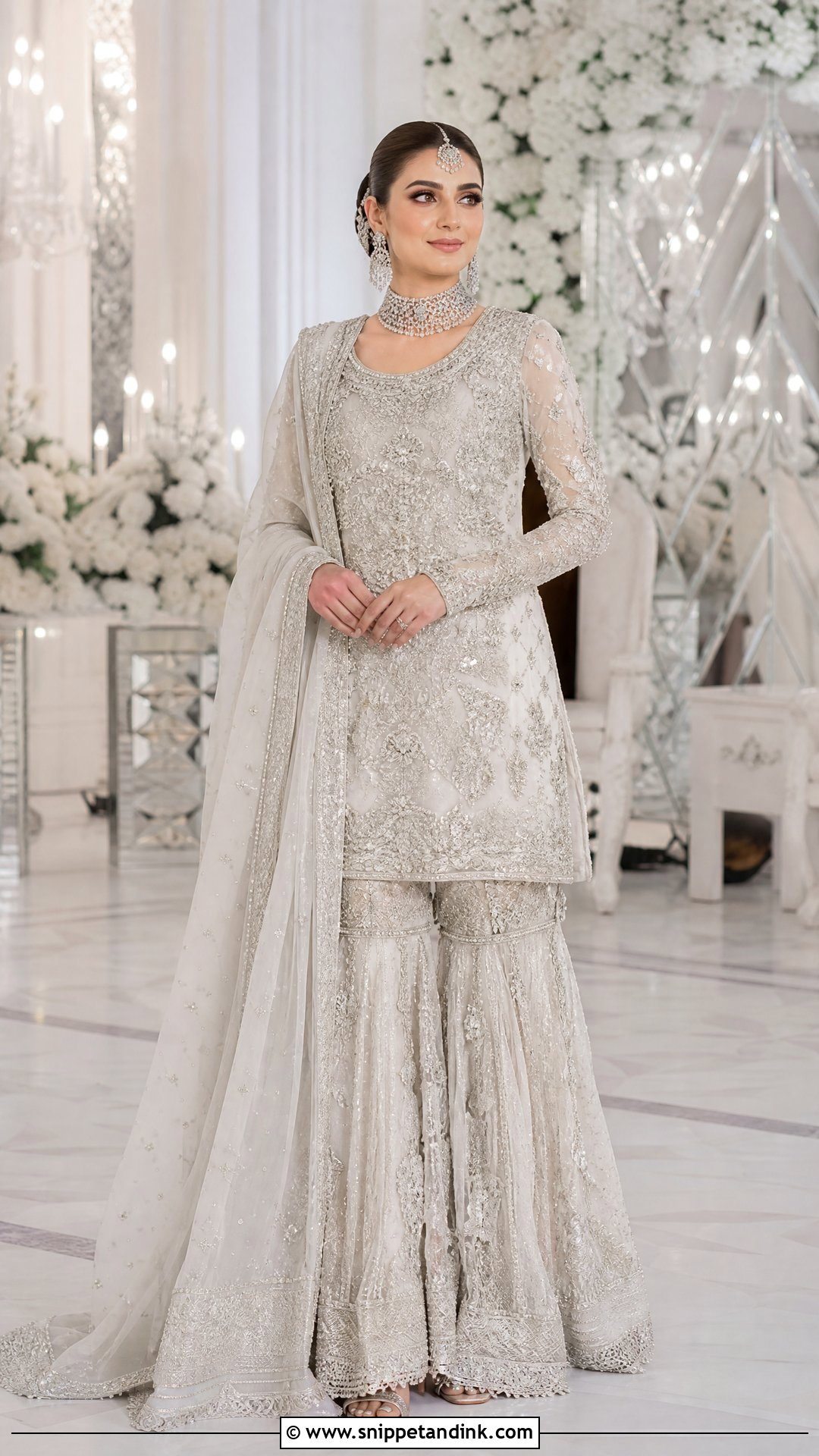 White And Silver Garara Bridal Dress - Snippet and Ink - 20 White Garara Dress Pakistani Bridal Ideas