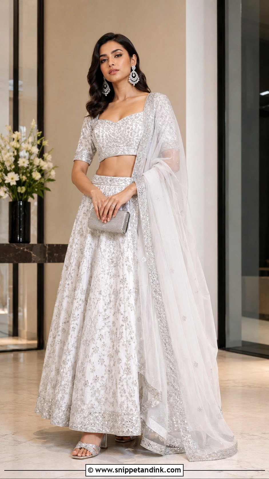 White And Silver Lehenga Choli - Snippet and Ink - 20 Wedding Choli Ideas
