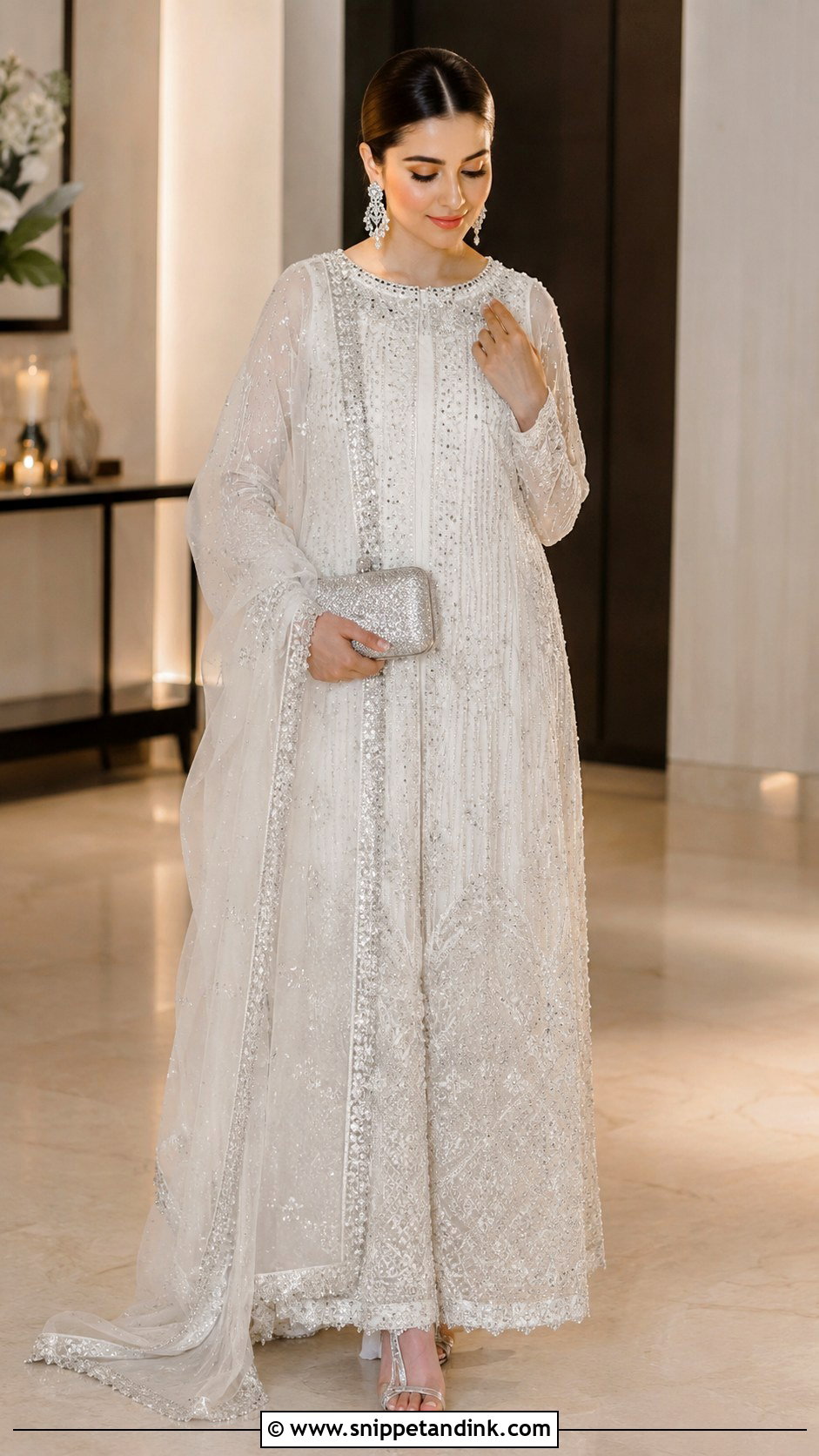 White And Silver Nikkah Outfit - Snippet and Ink - 25 White Nikkah Outfit Ideas