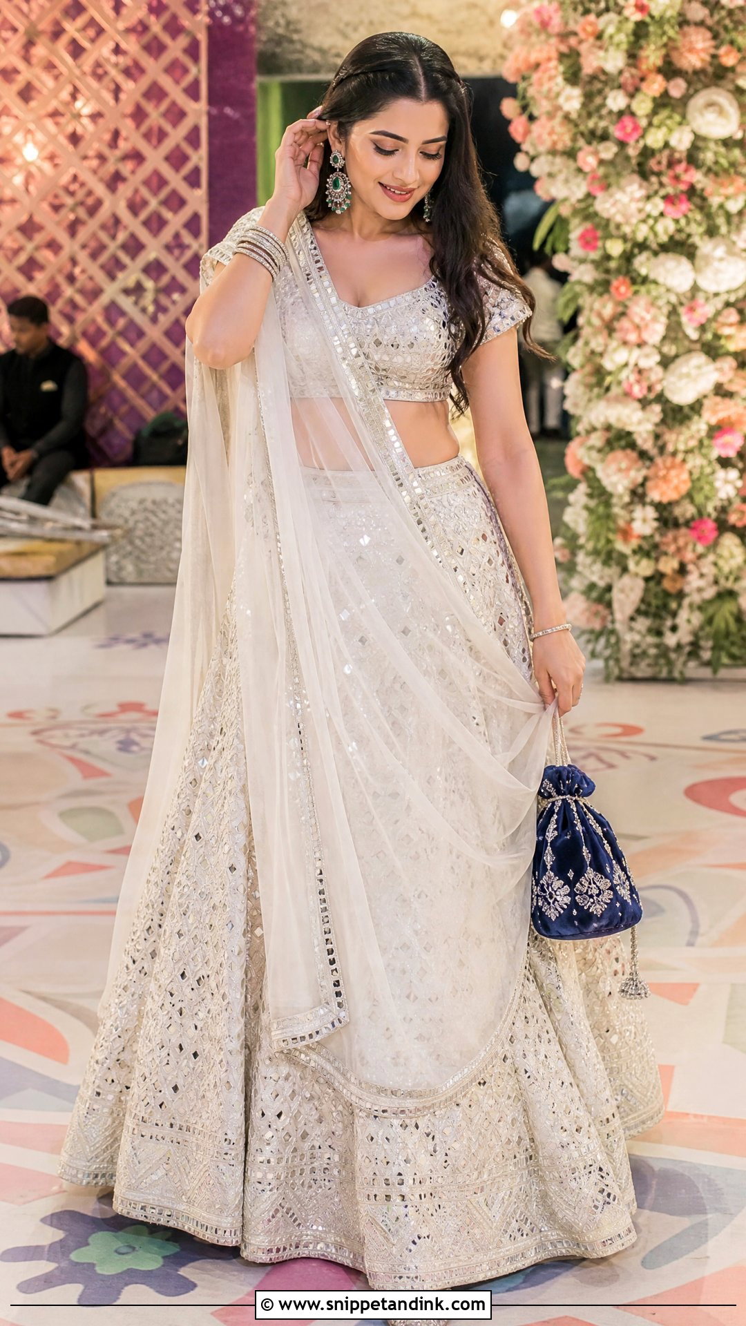 White And Silver Wedding Garba Lehenga - Snippet and Ink - 20 Wedding Garba Outfit Ideas