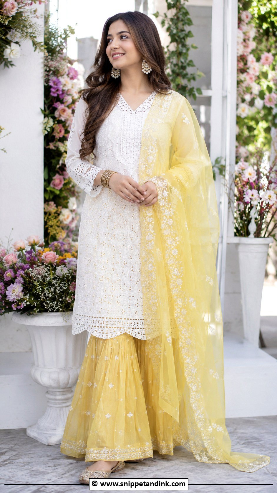 White And Yellow Dholki Outfit - Snippet and Ink - 30 Dholki Outfit Ideas